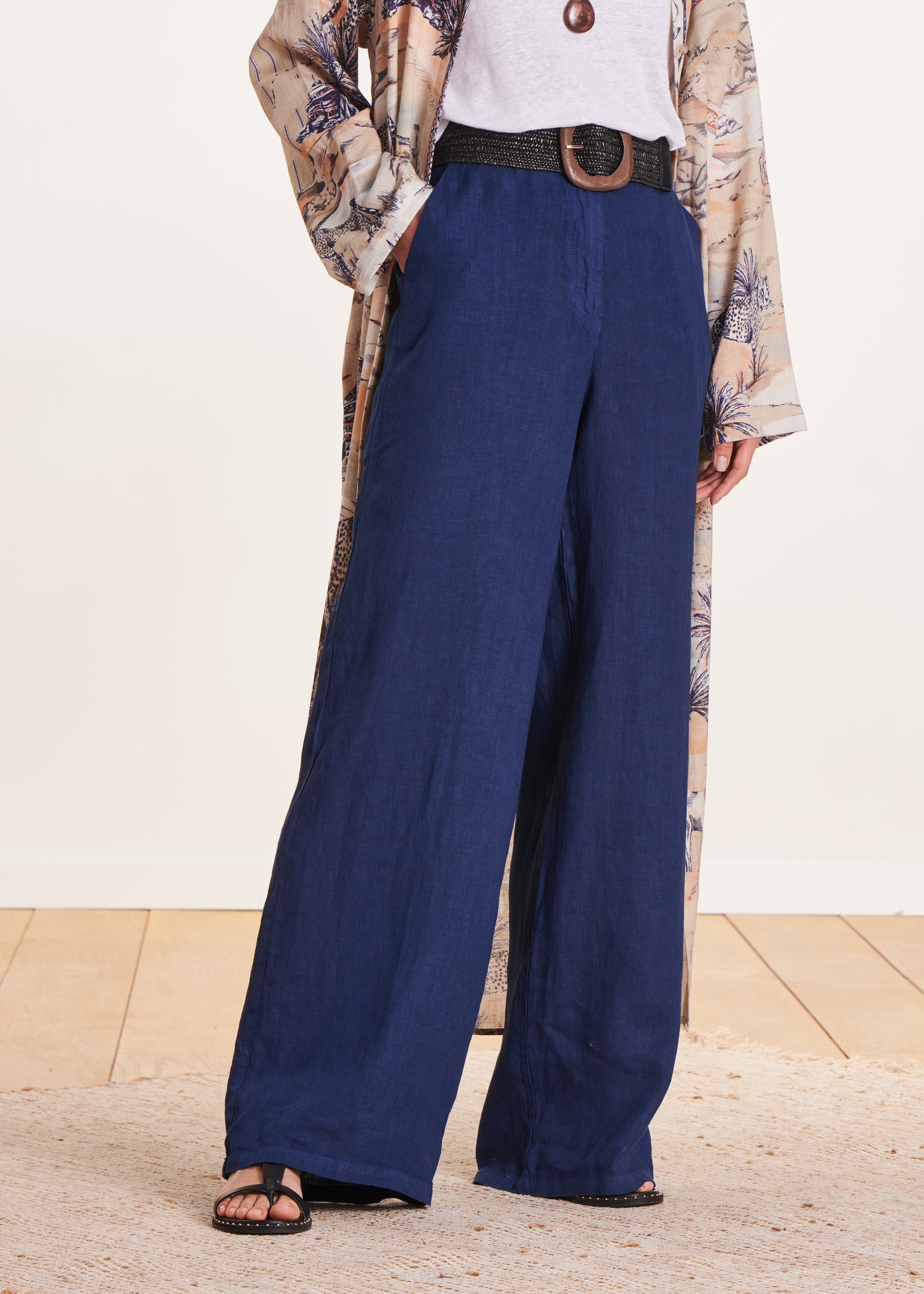 la-f-e-marabout-e-pantalons-jeans-hose-marine-leinen-weit image 2