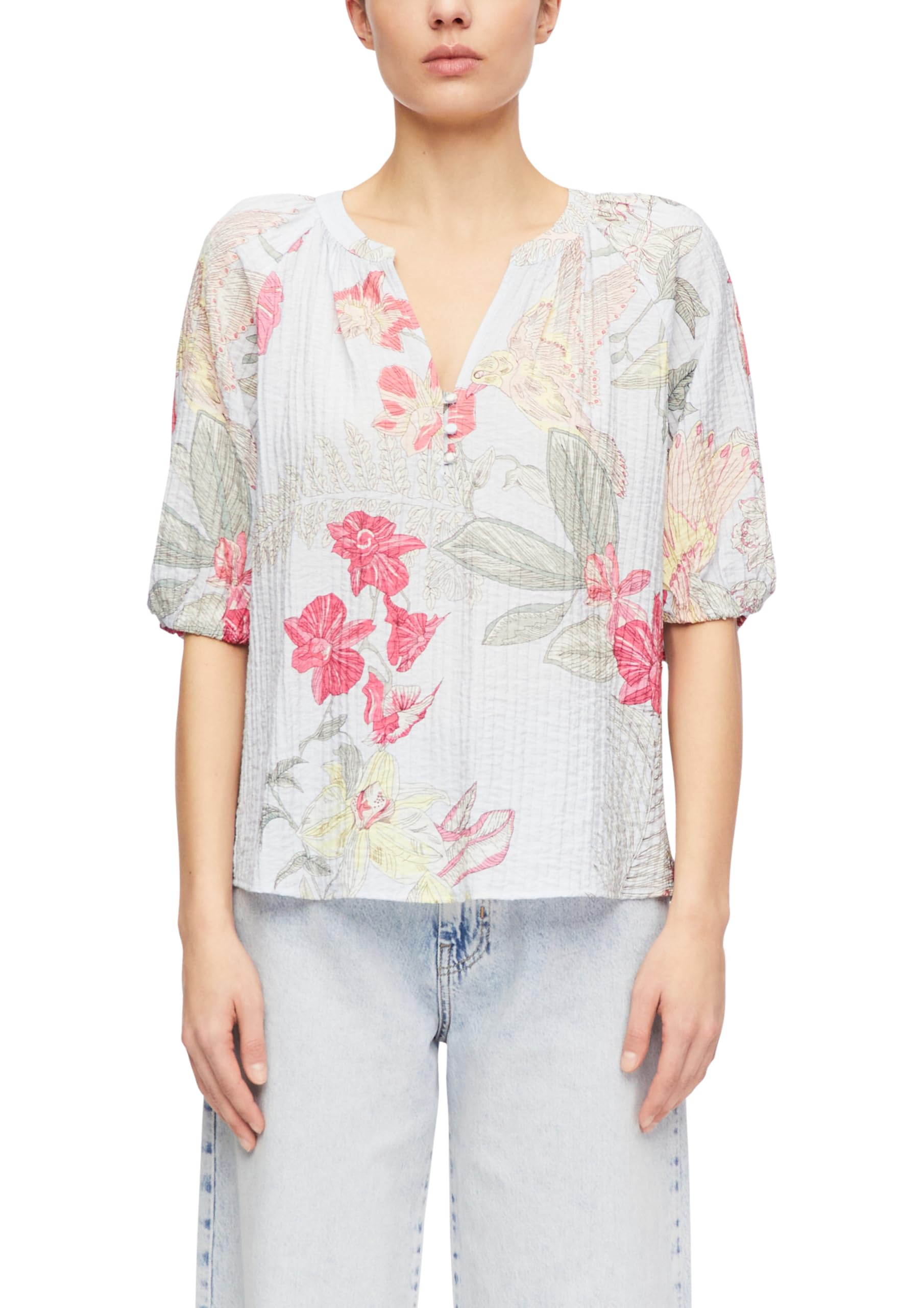 comma-bluse-tunika-ausschnitt-gr-46-beige-kurzarm image 8