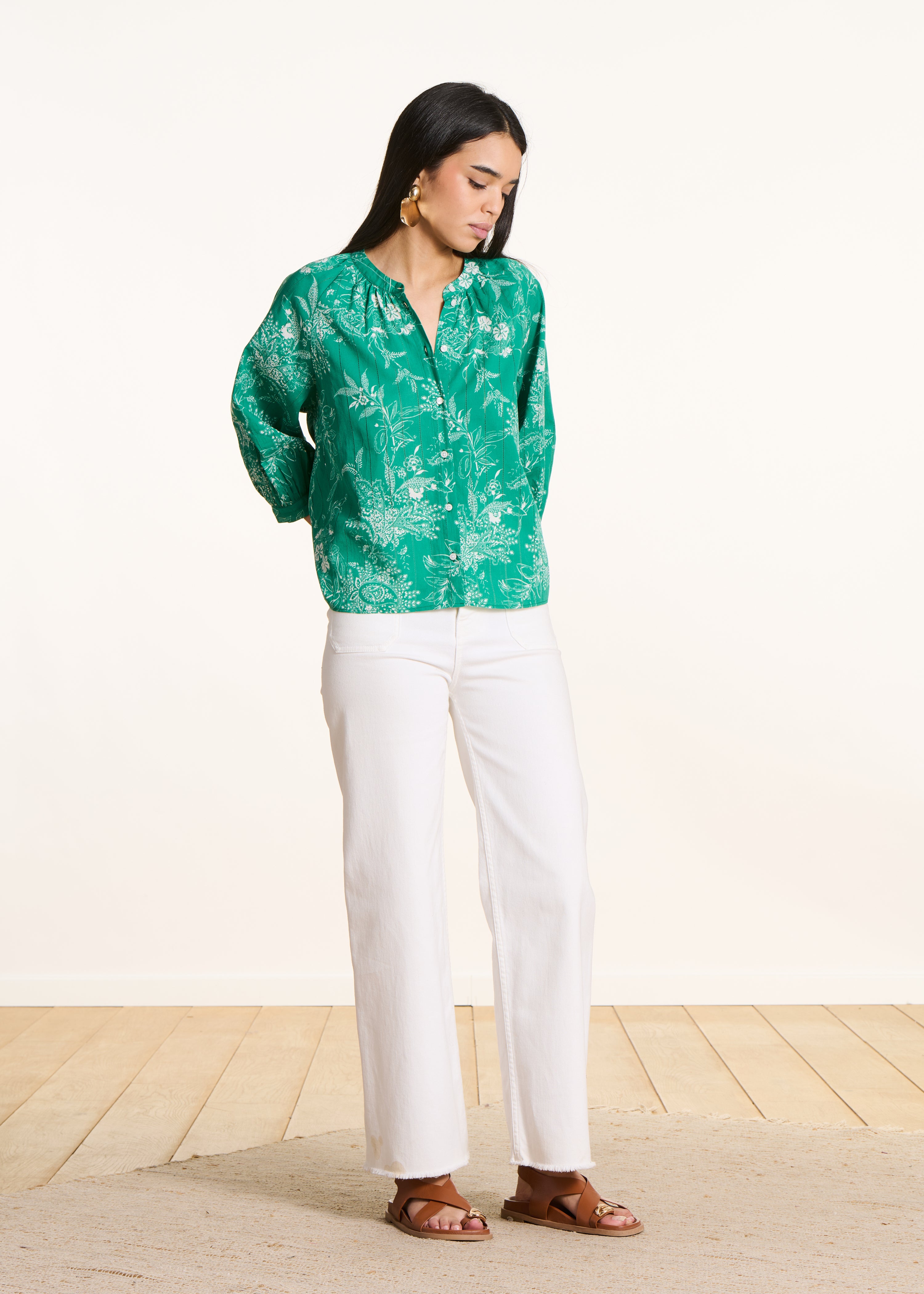 la-f-e-marabout-e-felvia-bluse-gr-n-floral-gr-38-bio-baumwolle image 2