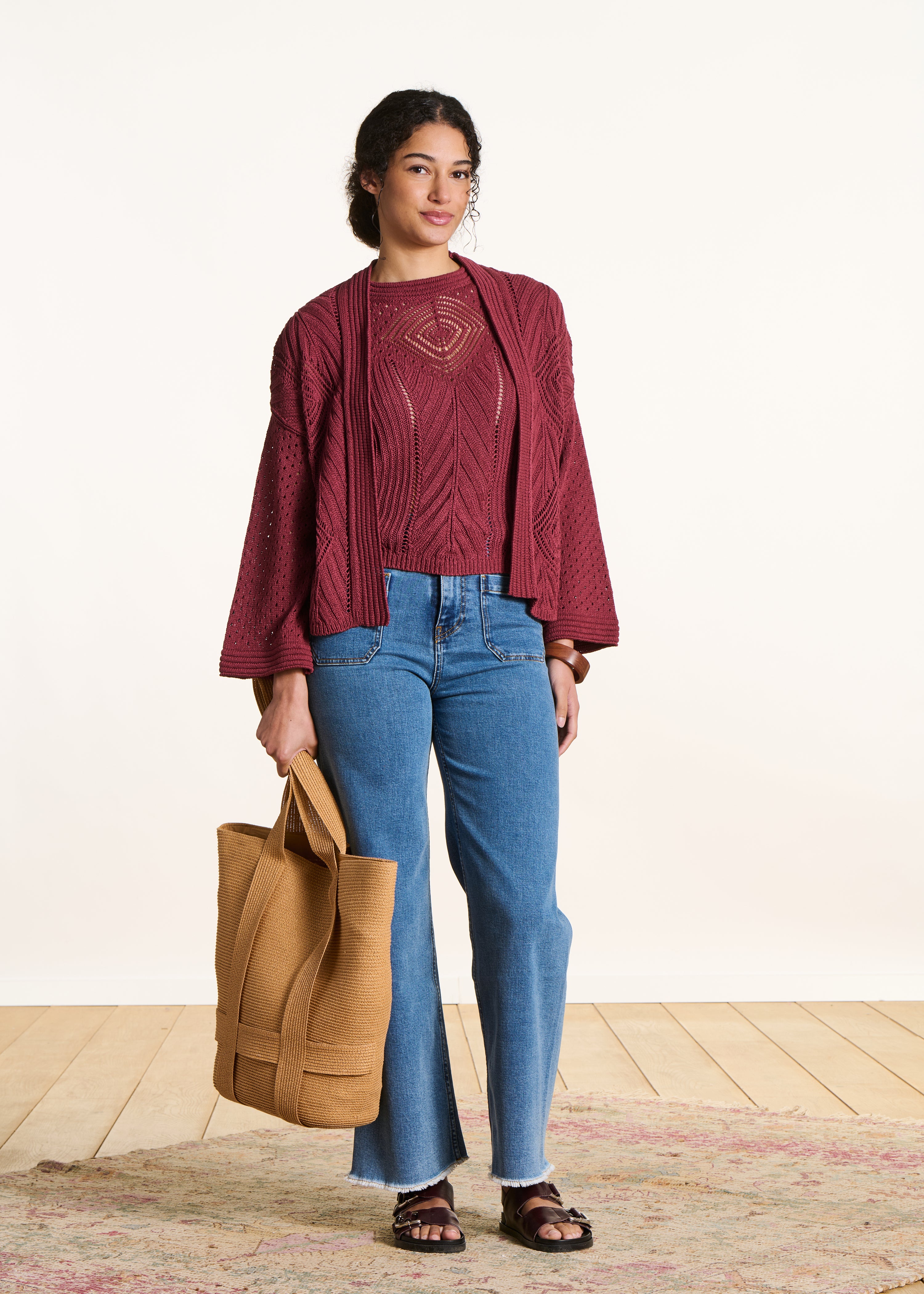 la-f-e-marabout-e-pulls-gilets-gilet-bordeaux-h-kelstrick-offen image 2