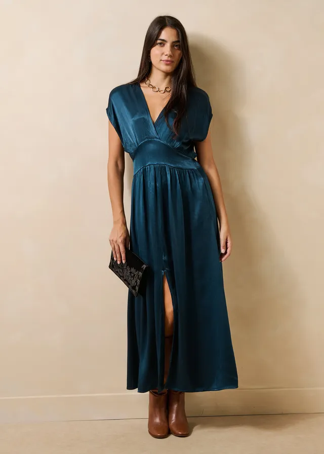 la-f-e-marabout-e-facre-kleid-petrol-lang-satin image 1