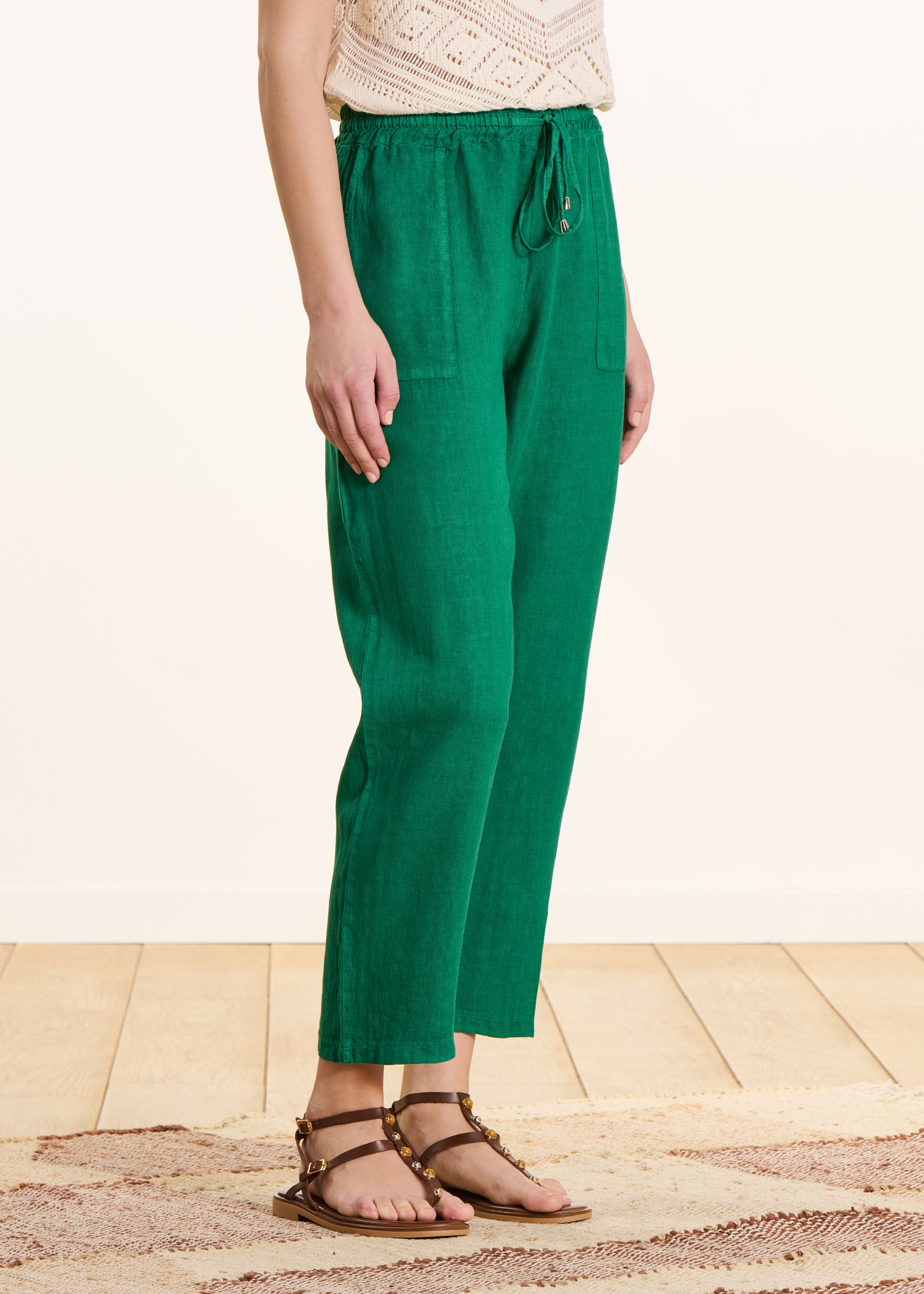 la-f-e-marabout-e-pantalons-7-8-leinenhose-gr-n-weites-bein image 2