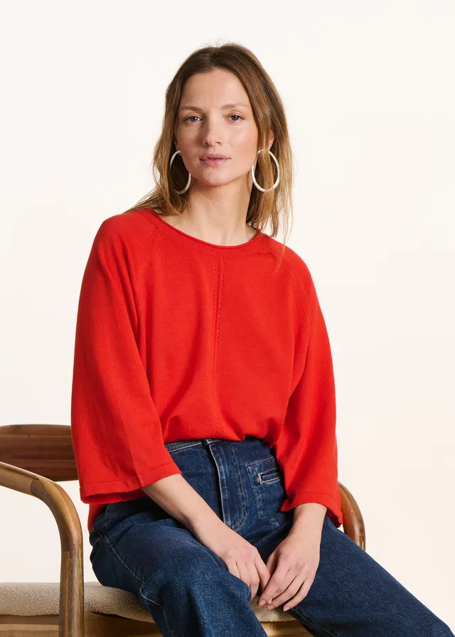 la-f-e-marabout-e-pullover-jaspe-rot-oversize-feinstrick image 1