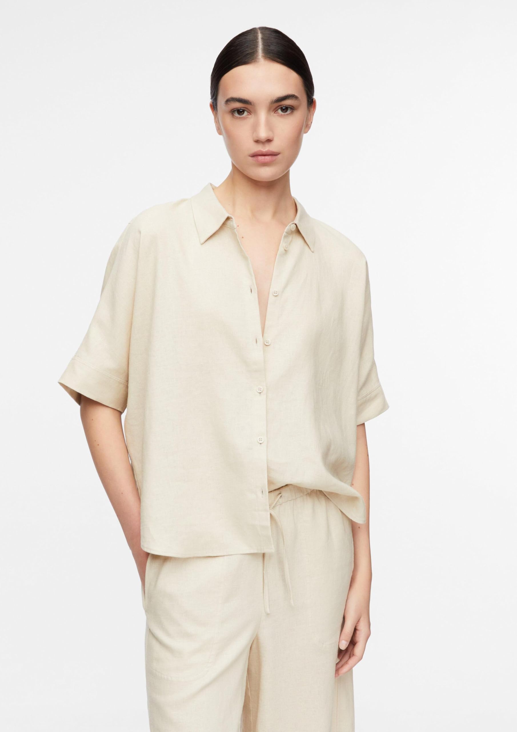 comma-blouses-oversize-bluse-beige-gr-34-leinenmix image 6