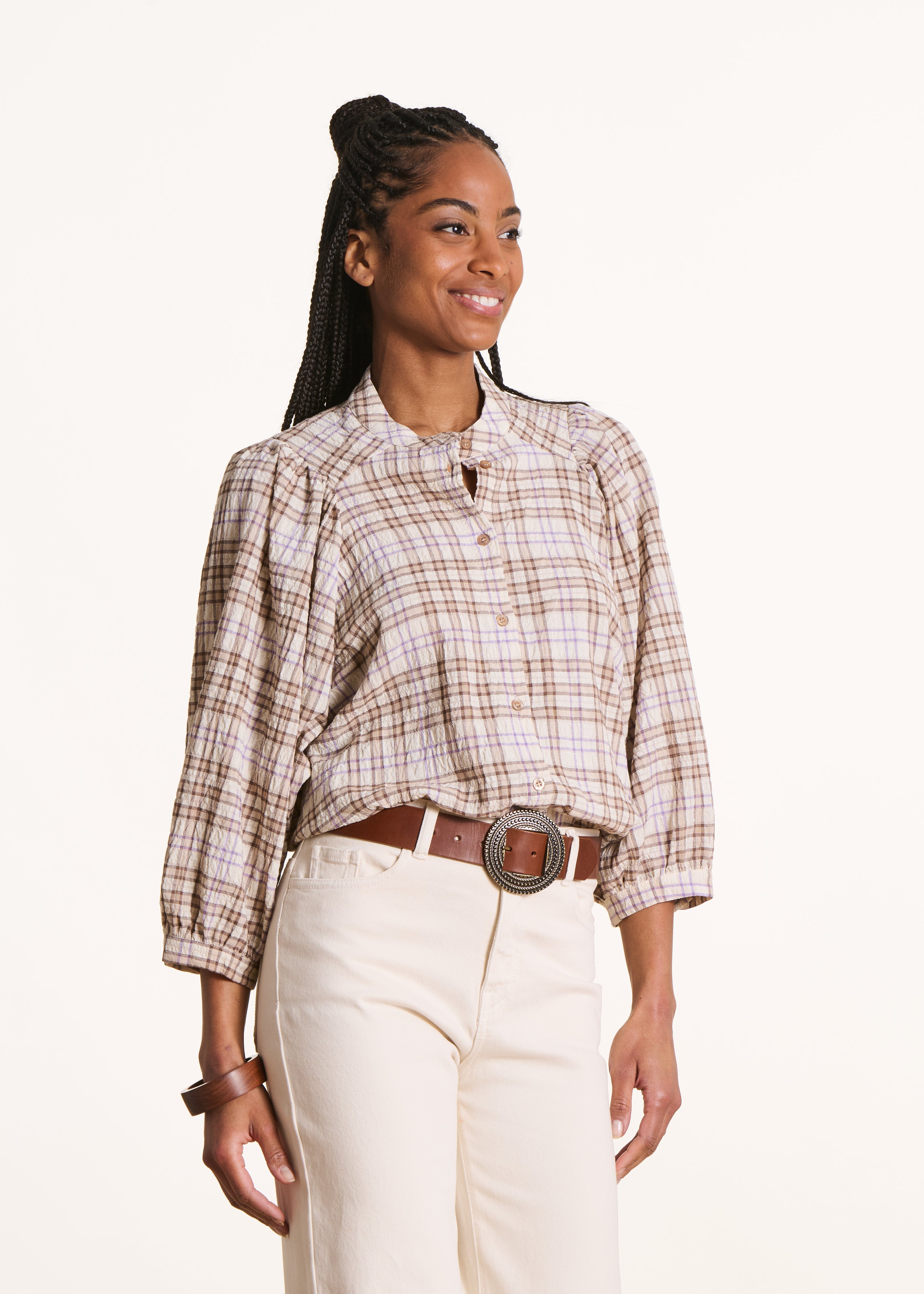 la-f-e-marabout-e-fibra-bluse-ecru-kariert image 5