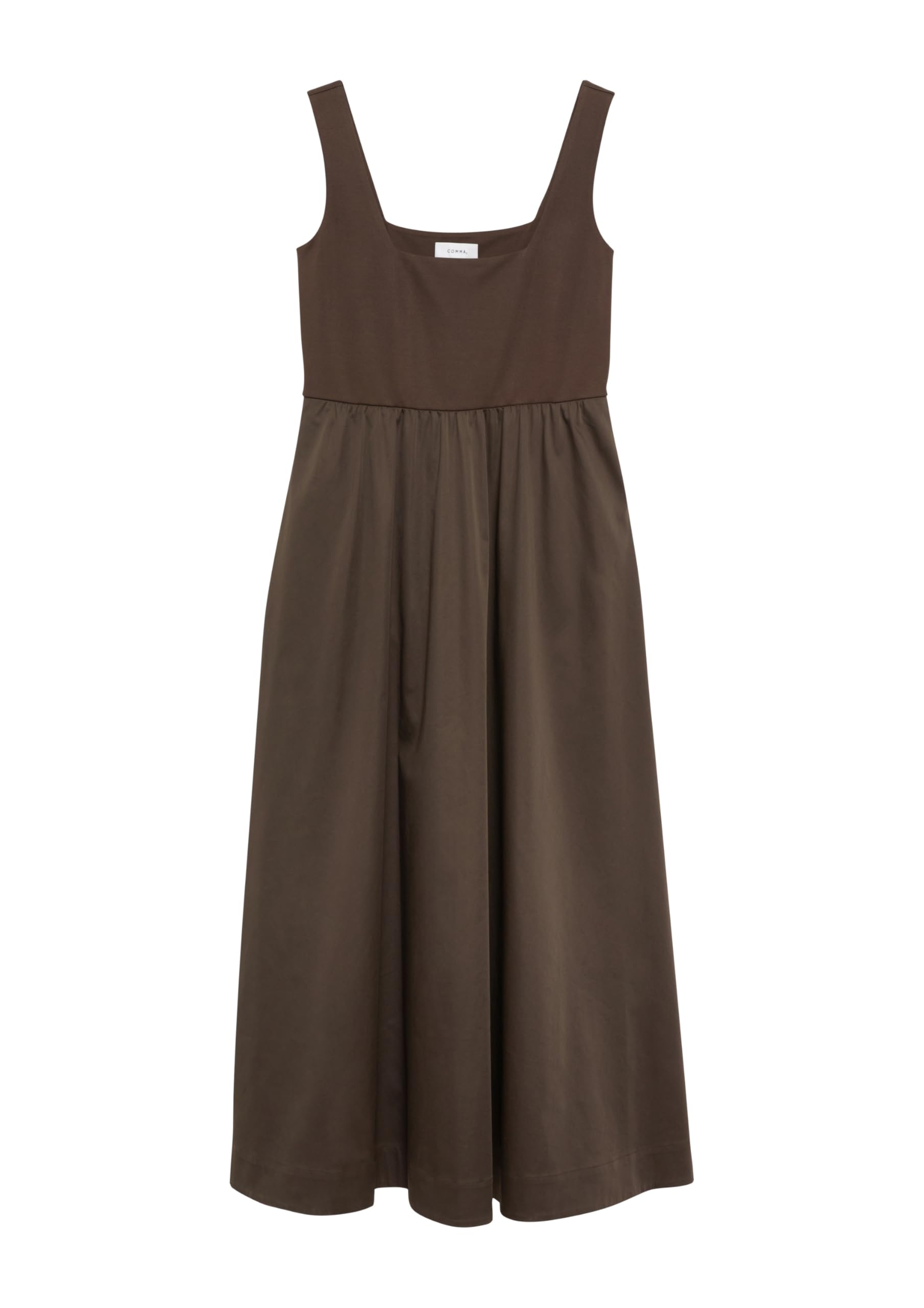 comma-jersey-popeline-kleid-gr-36-lang-dunkelbraun-taschen image 3