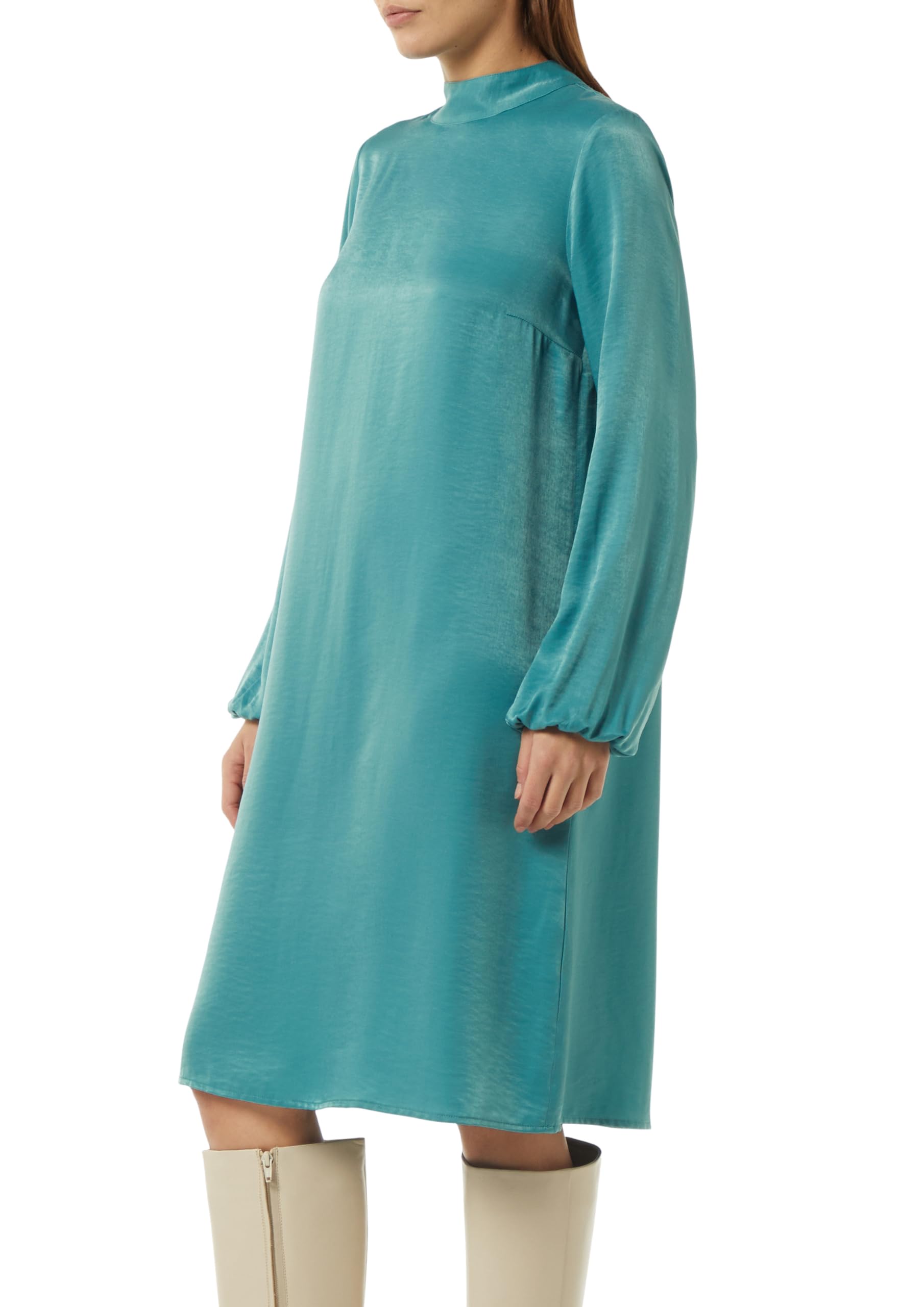 comma-viskosemix-kleid-mit-bindedetail-web-kleid-t-rkisblau image 8