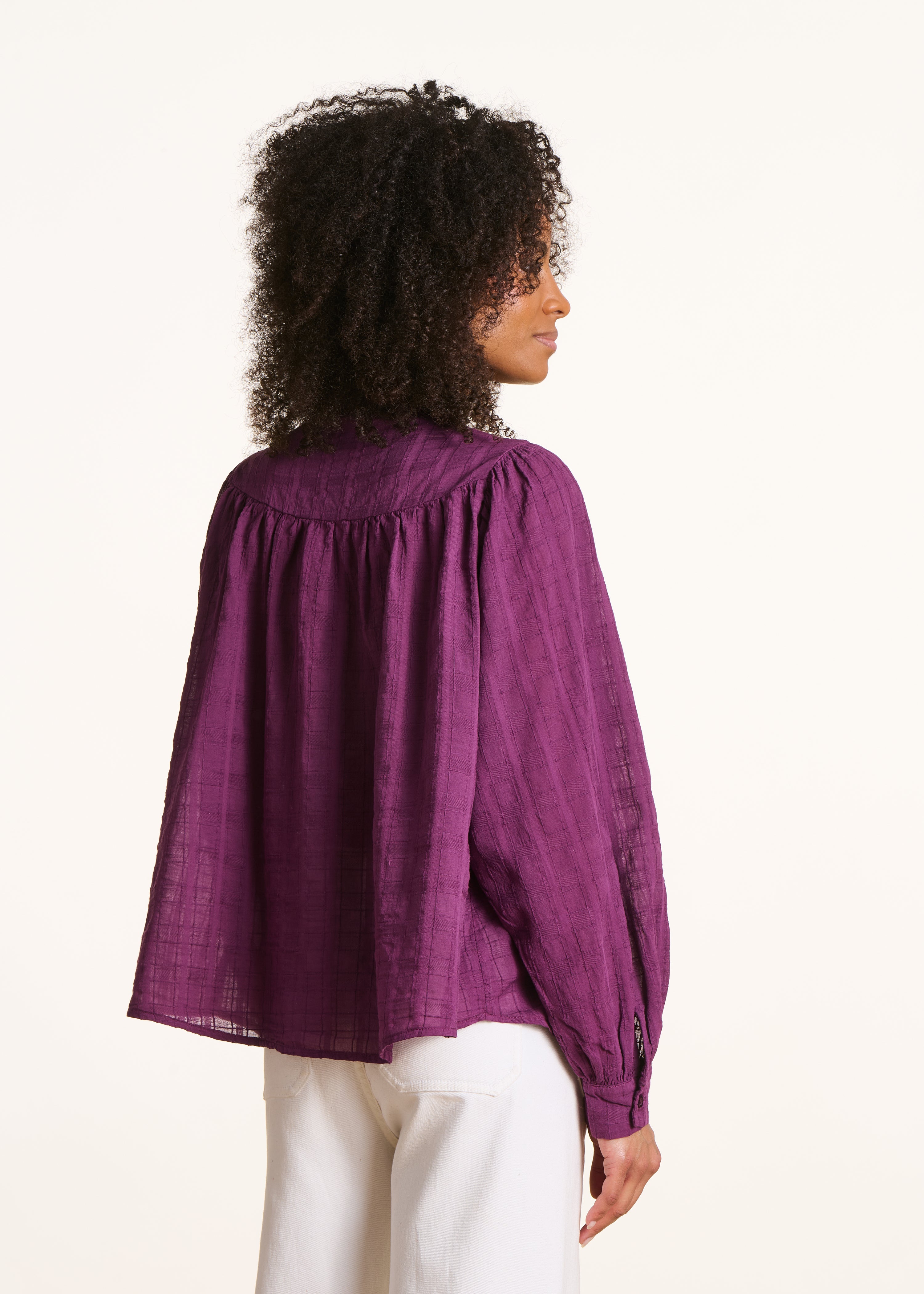 la-f-e-marabout-e-bluse-violett-karo-weit-baumwolle image 3