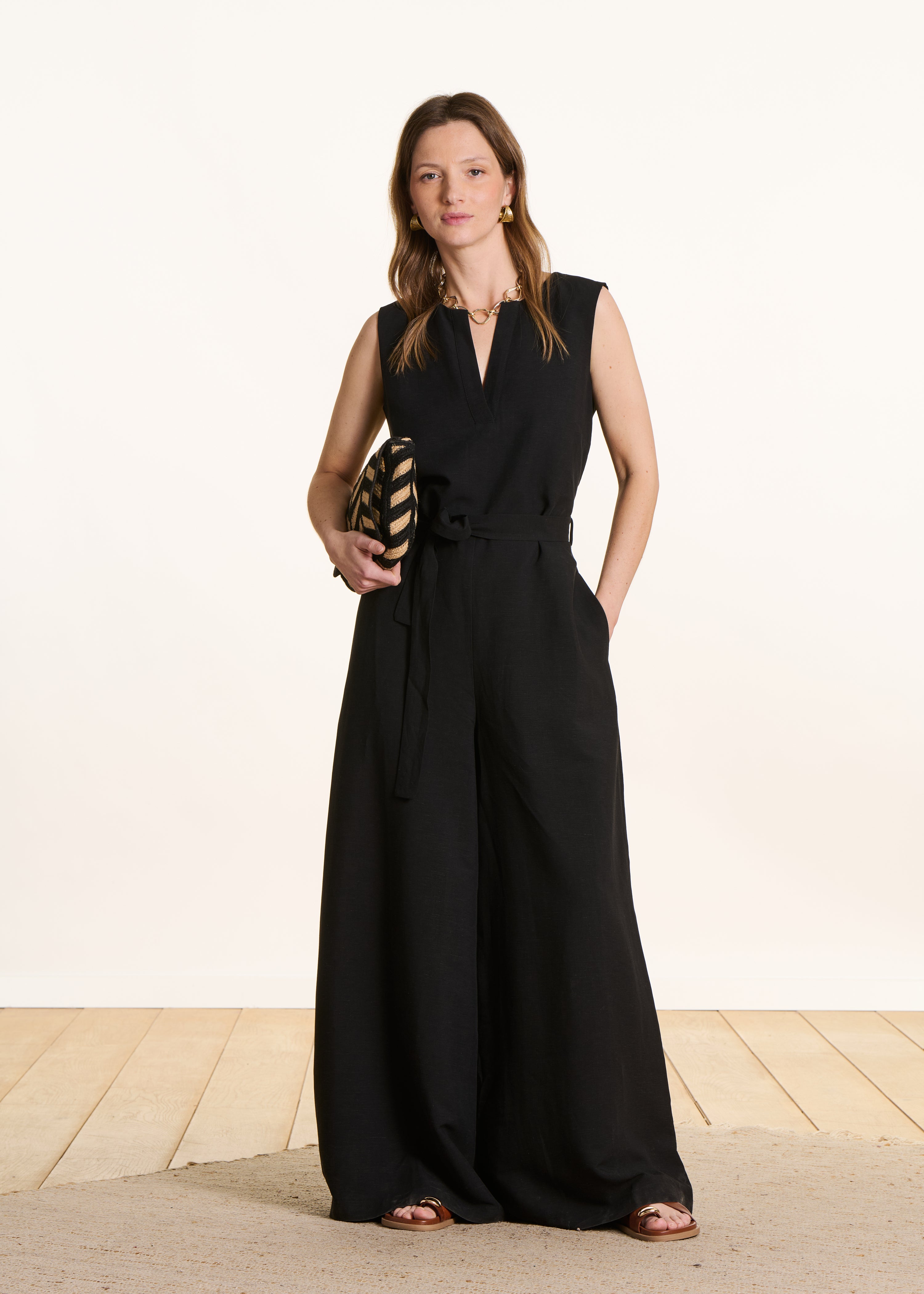 la-f-e-marabout-e-vlomee-jumpsuit-schwarz-leinen-viskose image 1