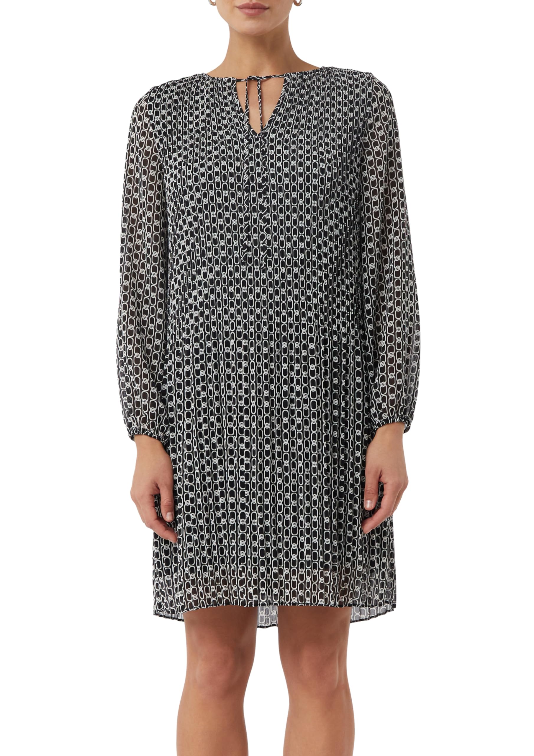 comma-dresses-chiffonkleid-plissee-print-midi-schwarz image 1