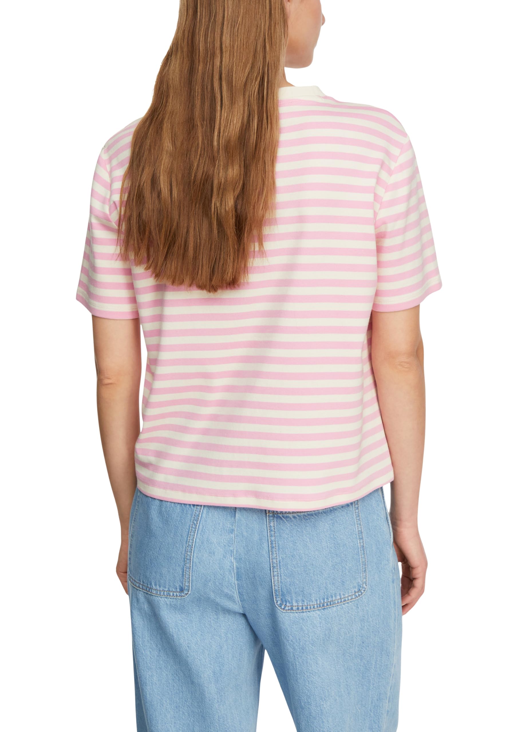 comma-t-shirt-regular-fit-streifen-rundhals-zartrosa image 2