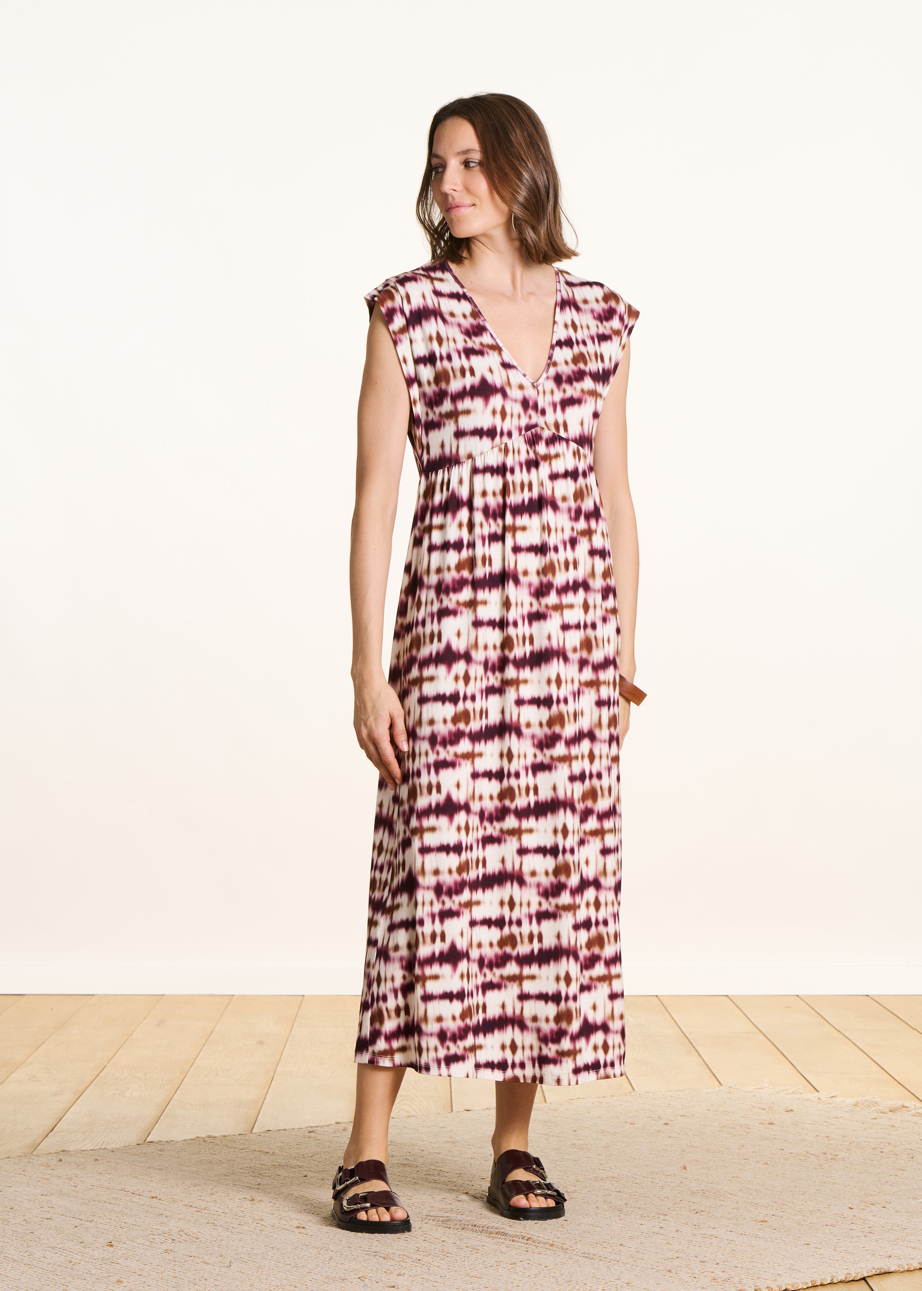 la-f-e-marabout-e-drazic-midikleid-bordeaux-tie-dye-viskose image 1