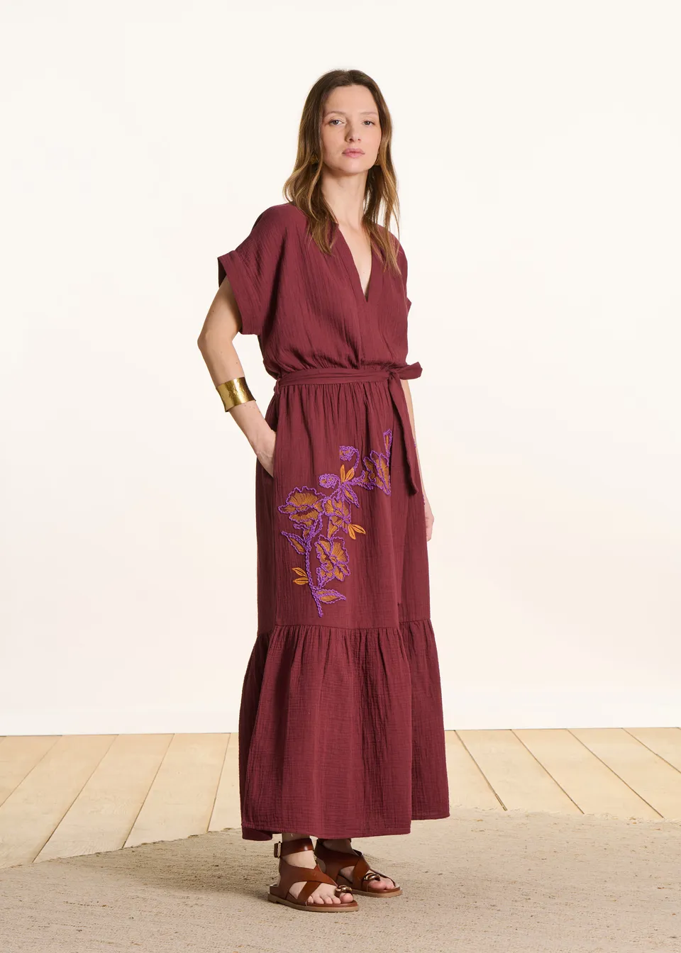 la-f-e-marabout-e-robe-braun-bio-baumwolle-damen-stickerei image 1