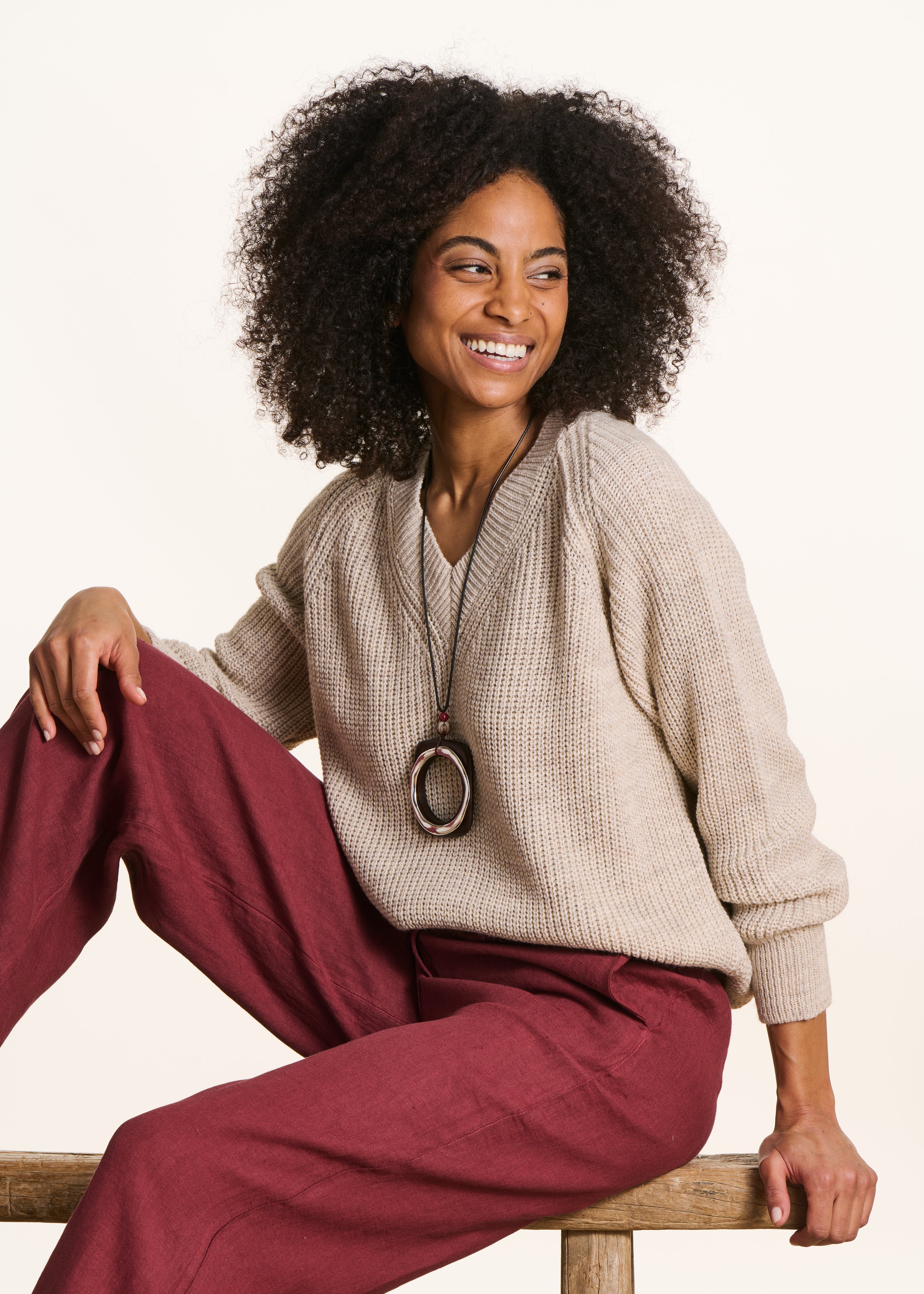 la-f-e-marabout-e-tarax-pullover-beige-v-ausschnitt-xs-xl image 1