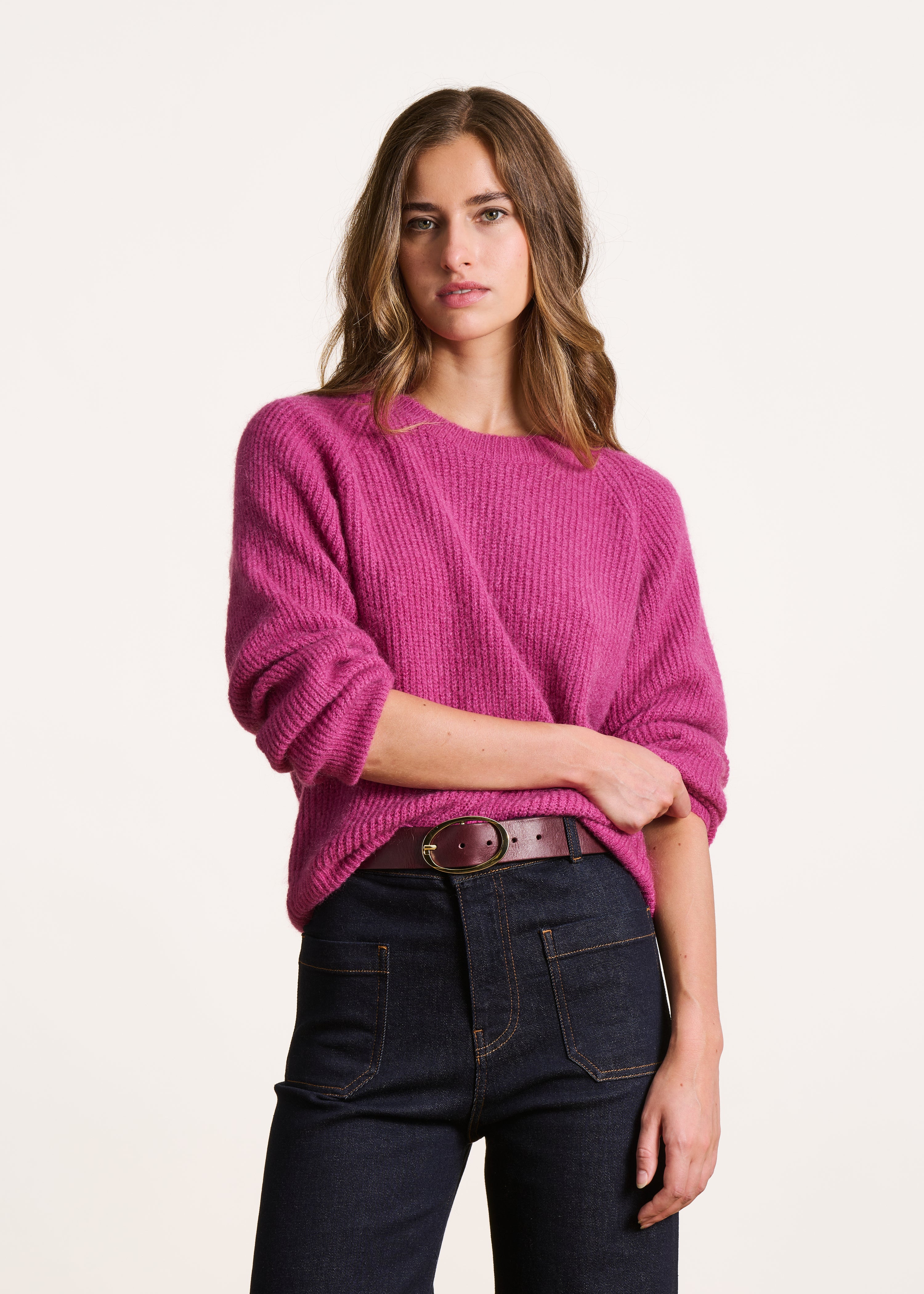 la-f-e-marabout-e-pullover-fuchsia-m-rippen-mohair image 1