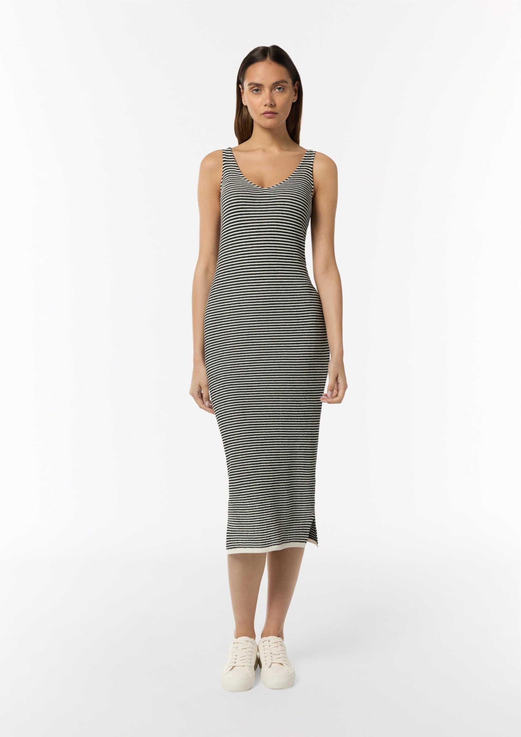 comma-strickkleid-baumwolle-streifen-gr-42-creme-schwarz image 5