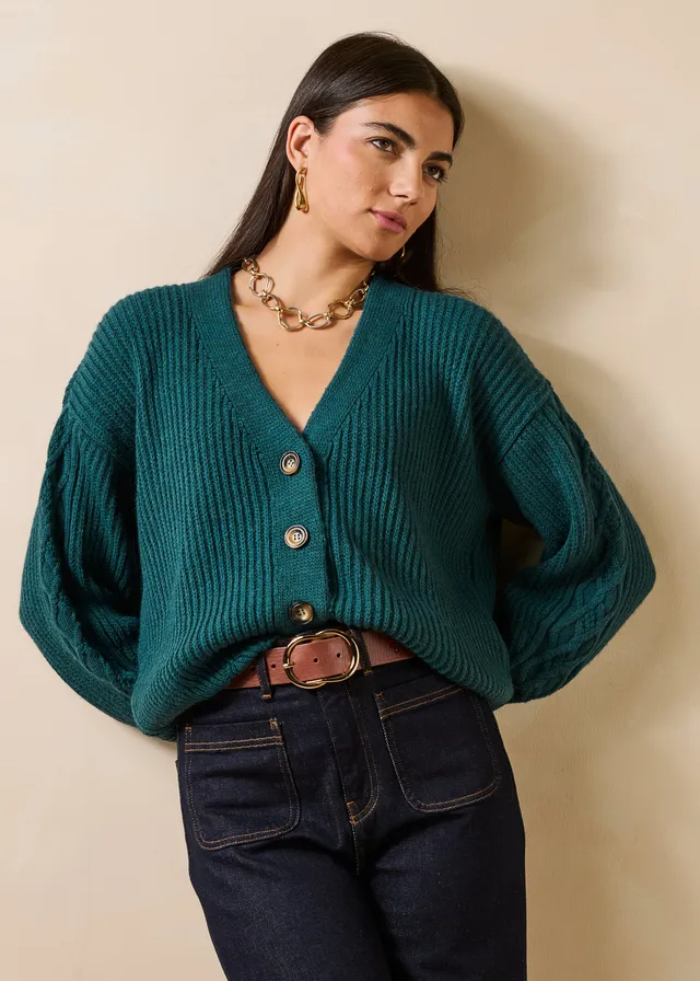 la-f-e-marabout-e-gastel-strickjacke-petrol-mit-wolle-und-alpaka image 1