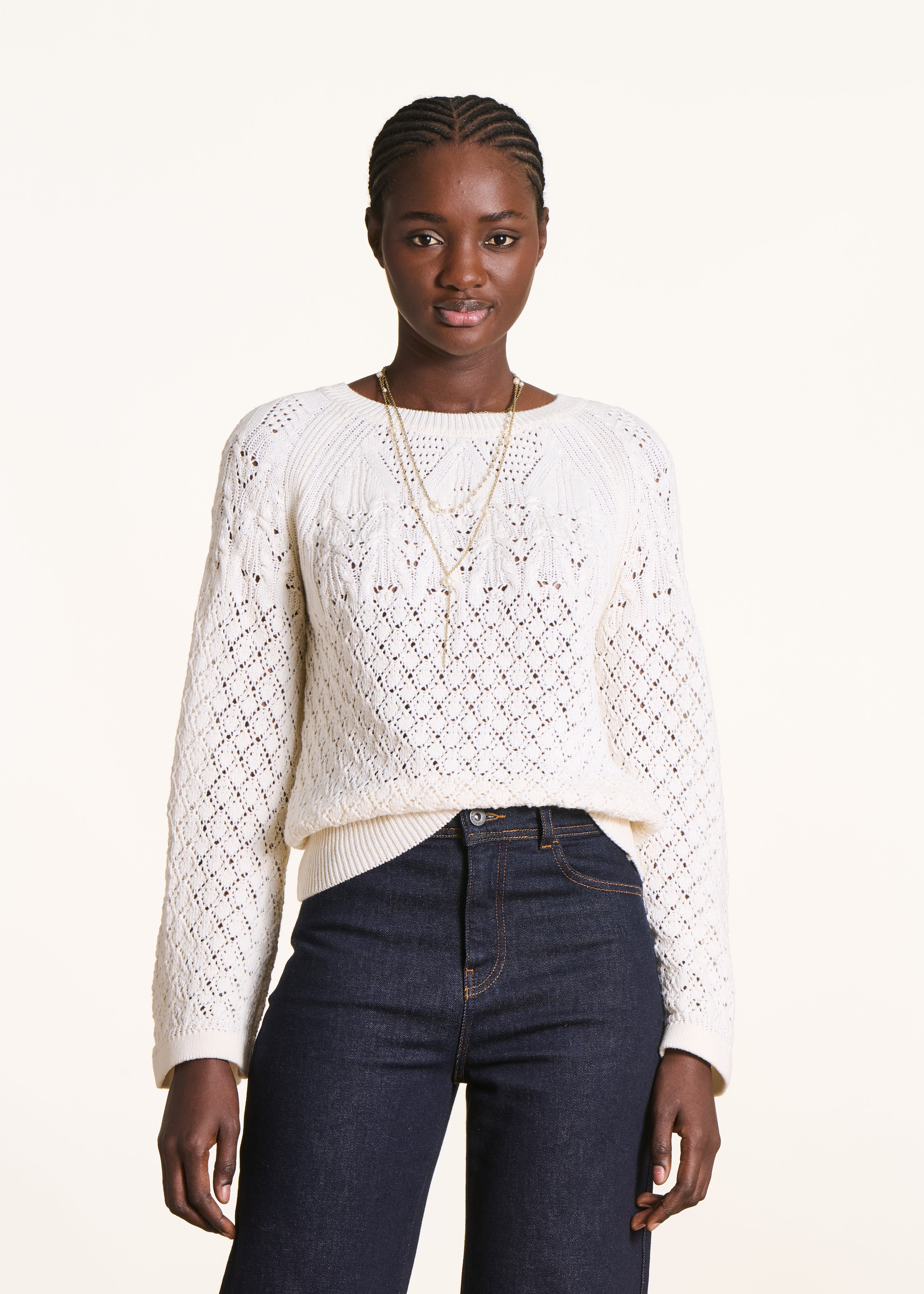 la-f-e-marabout-e-pullover-ecru-lochstrick-langarm image 1