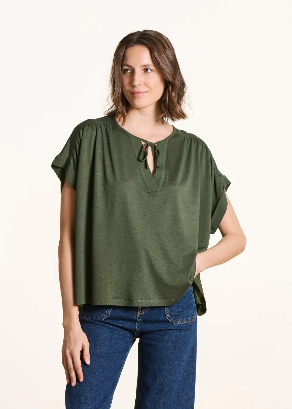 la-f-e-marabout-e-fino-t-shirt-khaki-lyocell-weit image 1