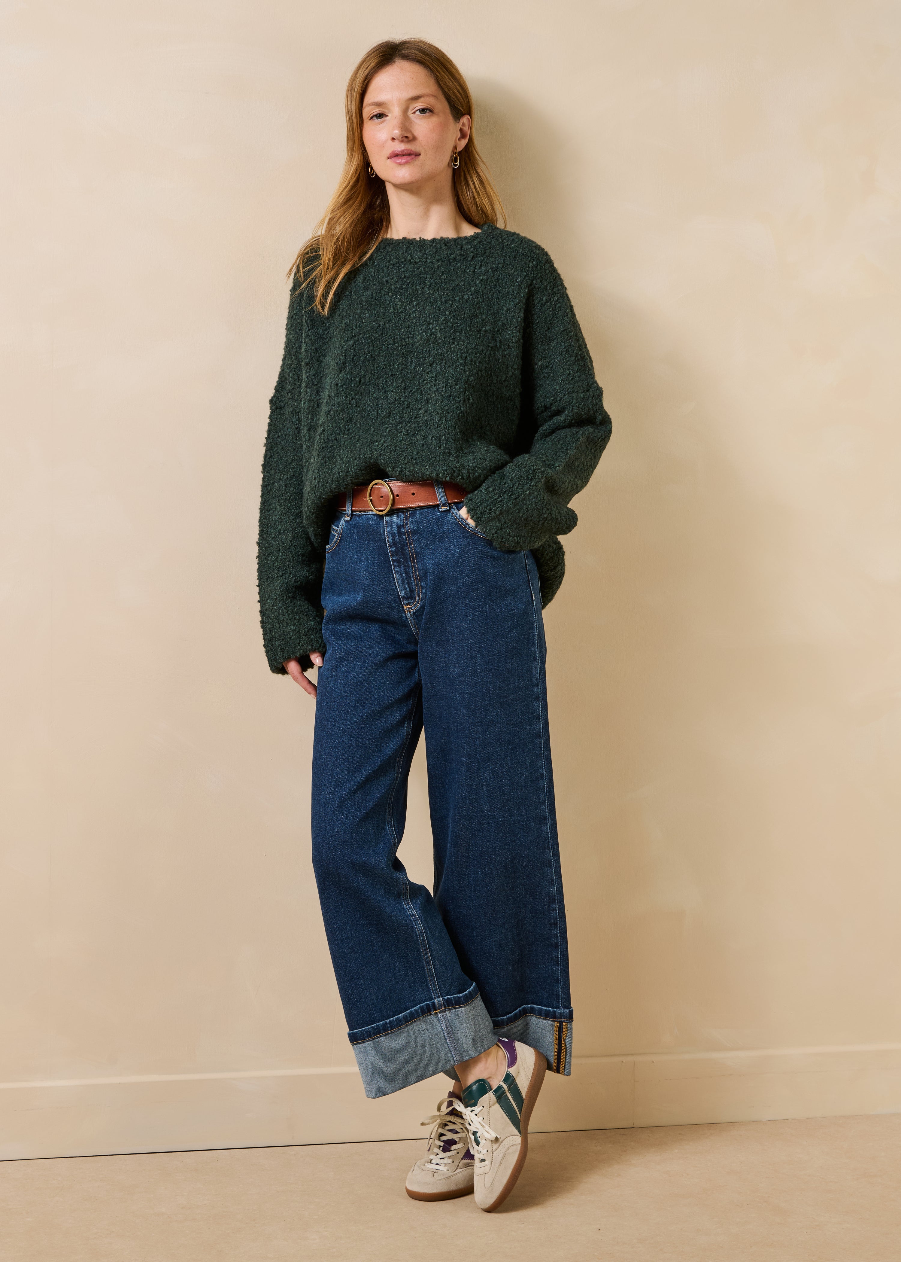 la-f-e-marabout-e-tresia-pullover-gr-n-boucl-wolle-alpaka image 2