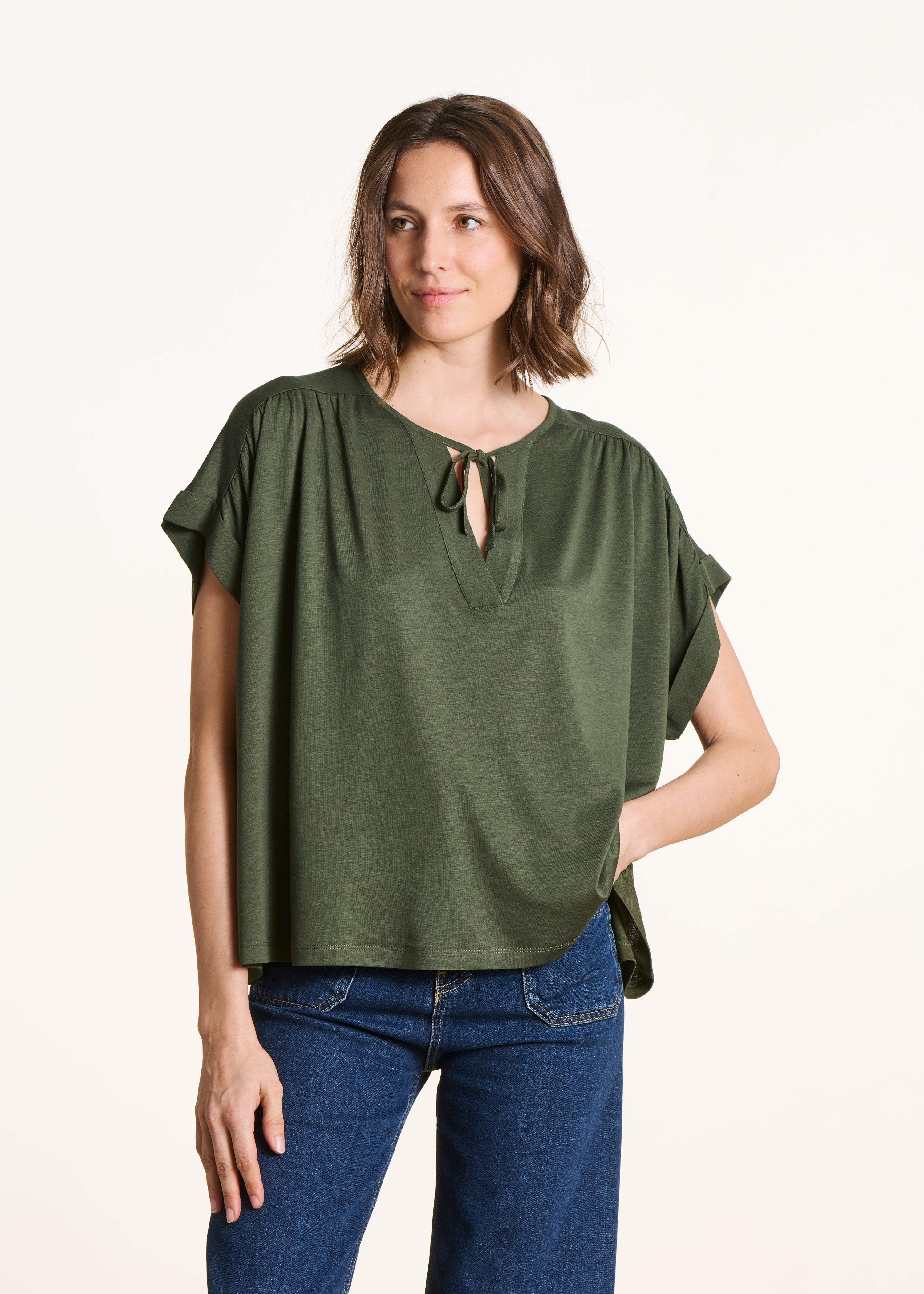 la-f-e-marabout-e-fino-t-shirt-khaki-lyocell-weit image 1