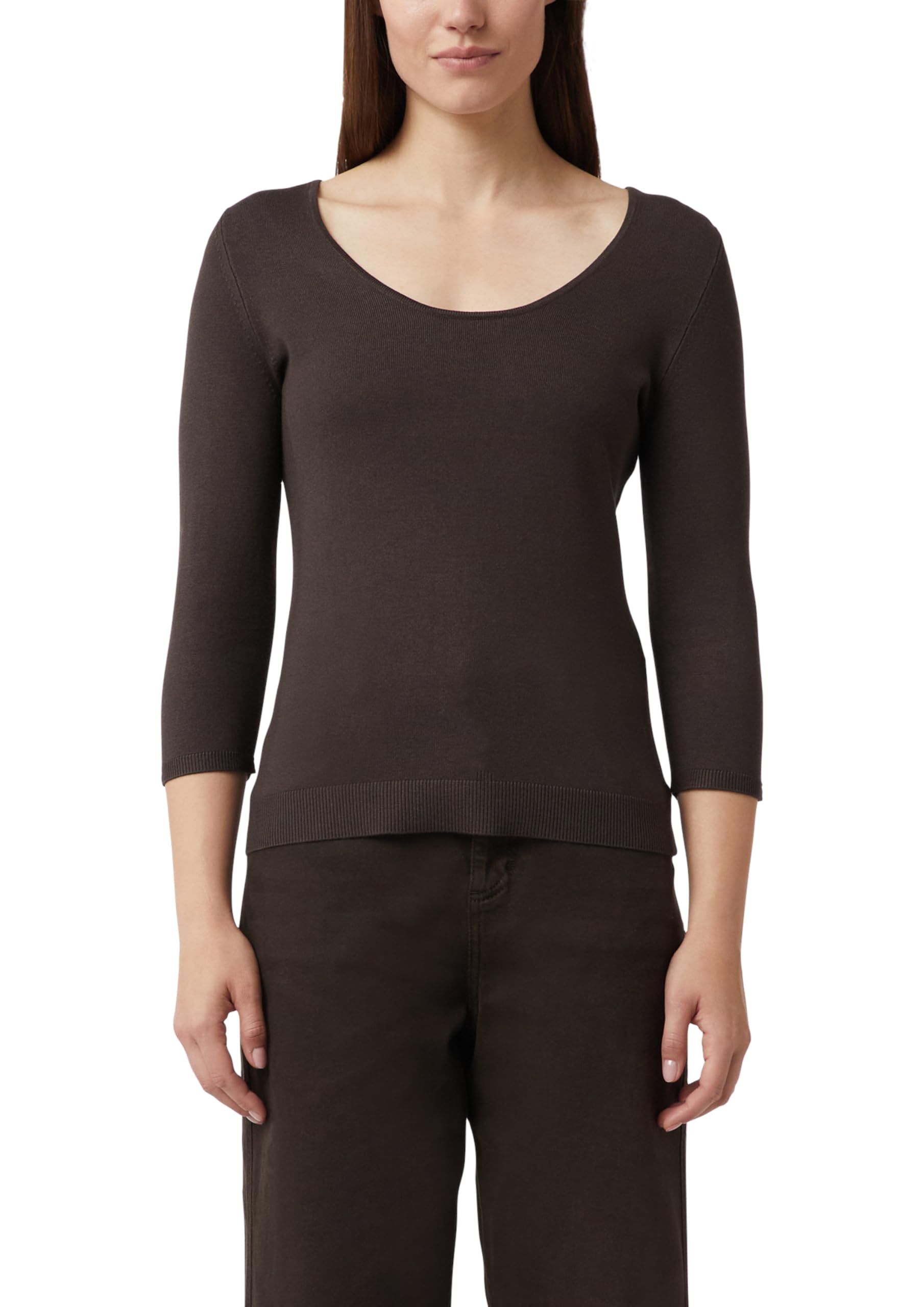 comma-feinstrickpullover-viskosemix-slim-fit-dunkelbraun image 1
