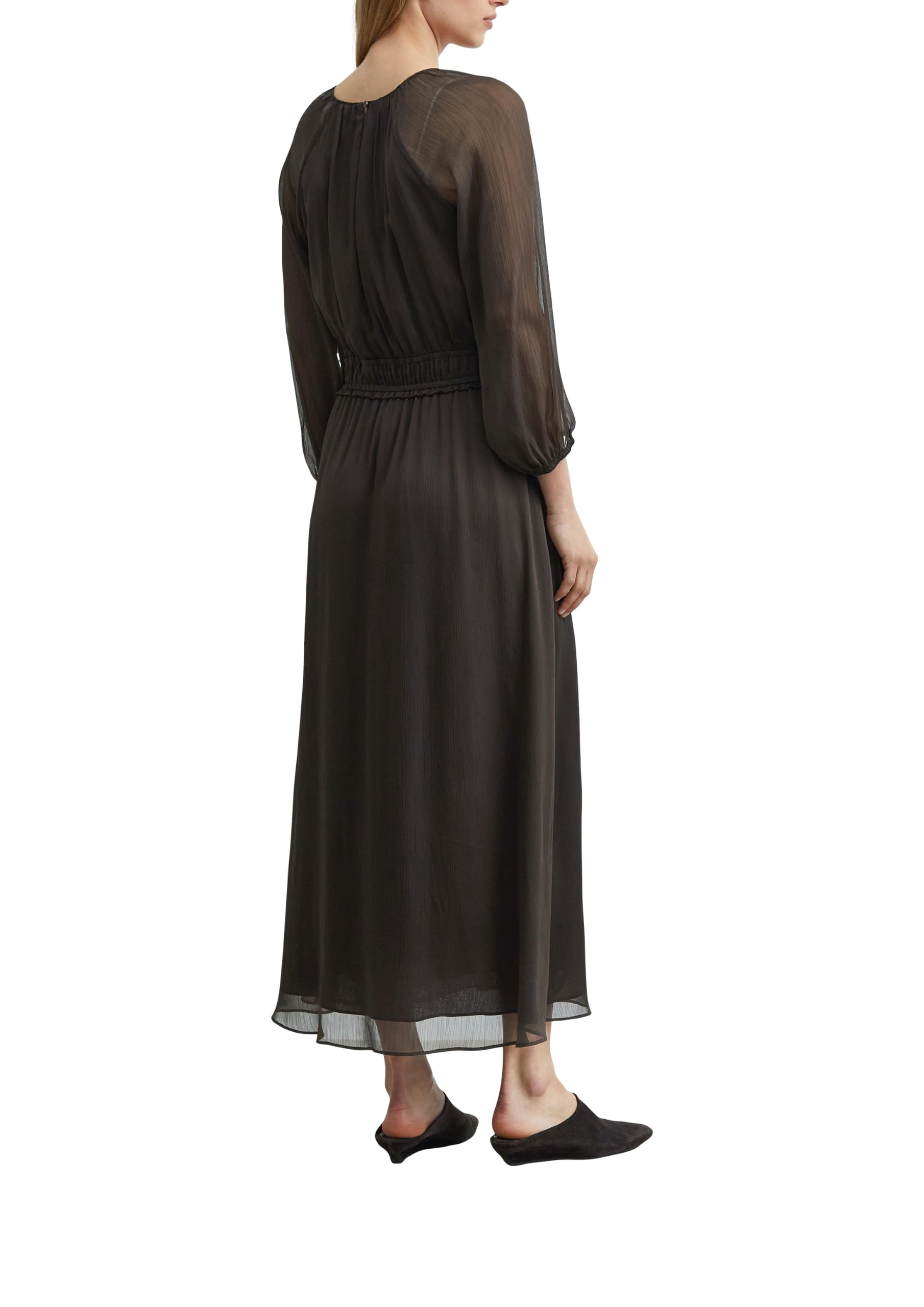 comma-maxikleid-chiffon-langarm-kleid-38-semi-transparent image 2