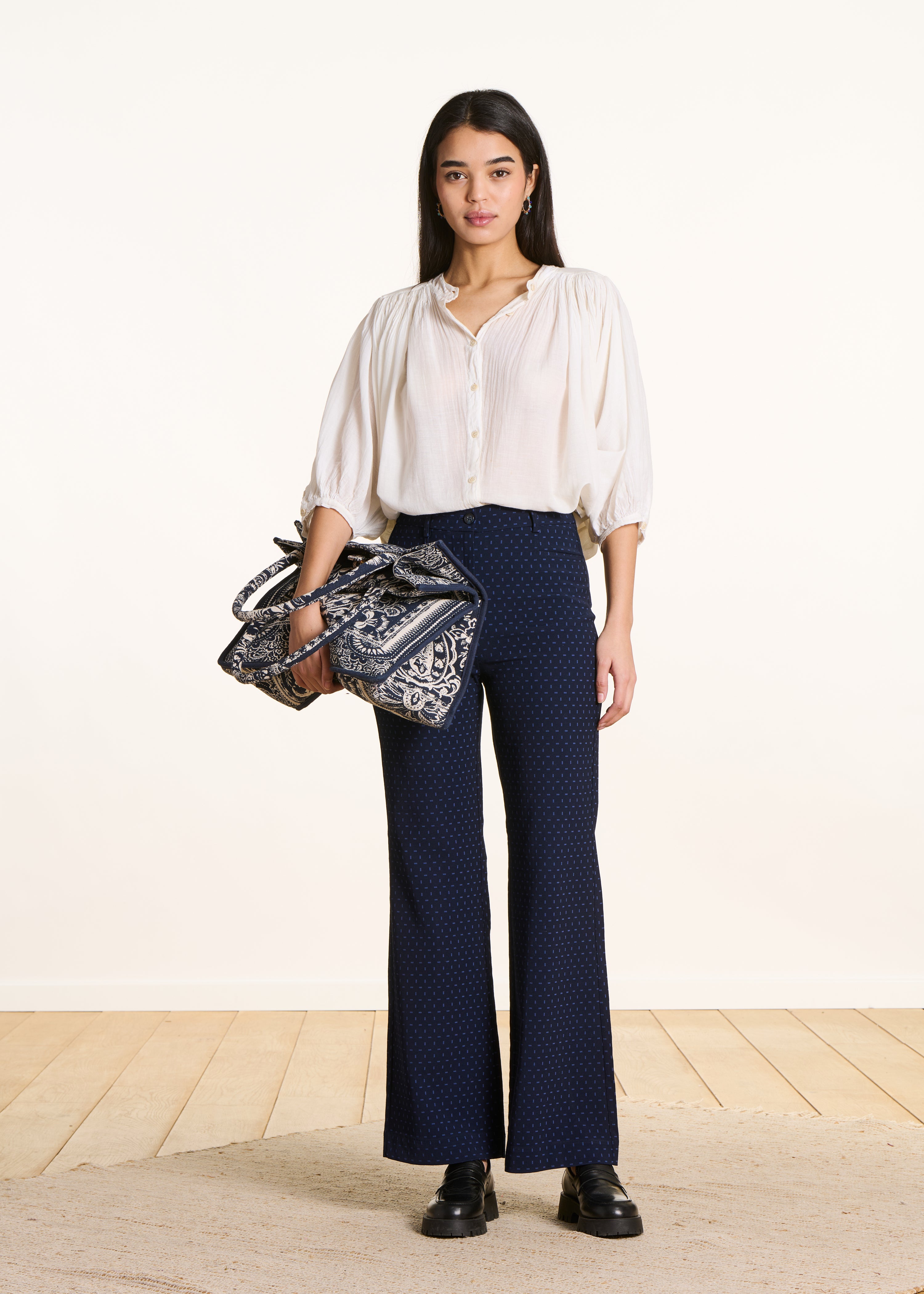 la-f-e-marabout-e-fazioni-hose-blau-jacquard-flare image 1