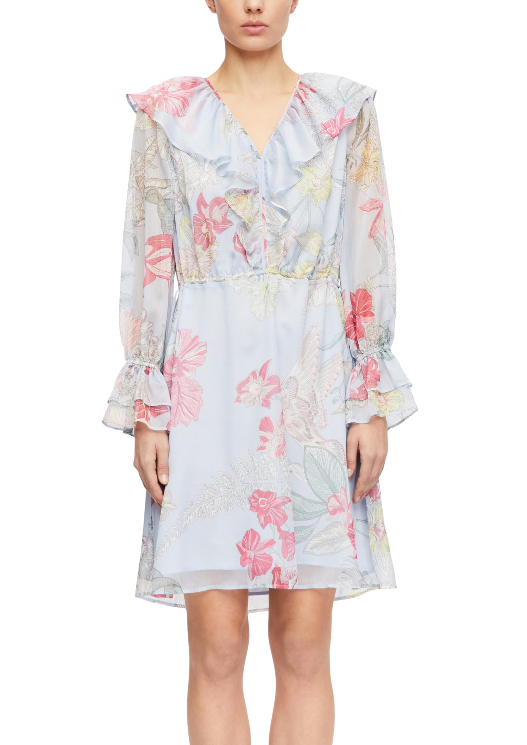 comma-kleid-v-ausschnitt-volants-relaxed-fit-midi image 1