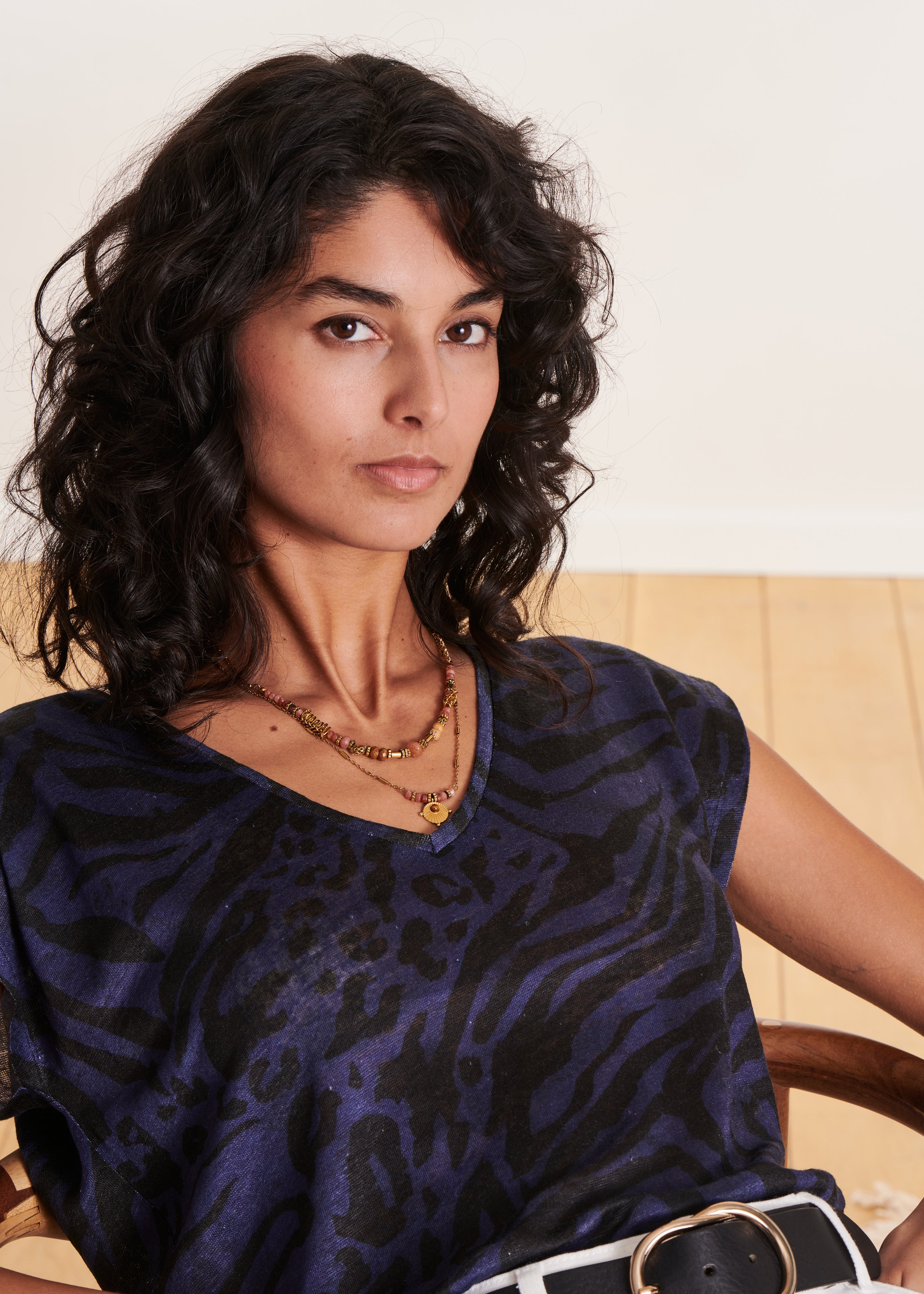 la-f-e-marabout-e-t-shirt-leinen-blau-animalprint image 5