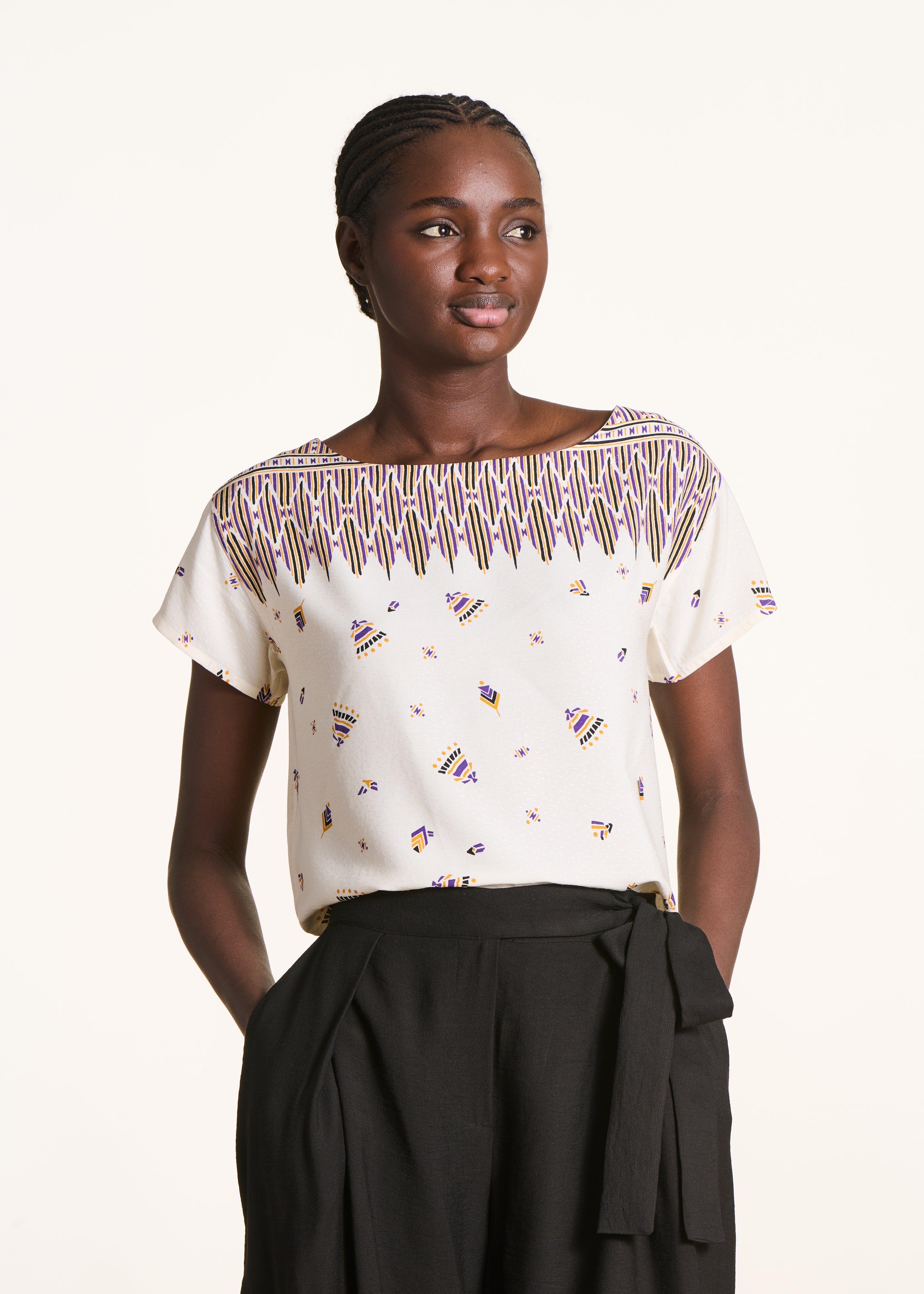 la-f-e-marabout-e-figeac-top-ecru-ethno-print-kurz image 1