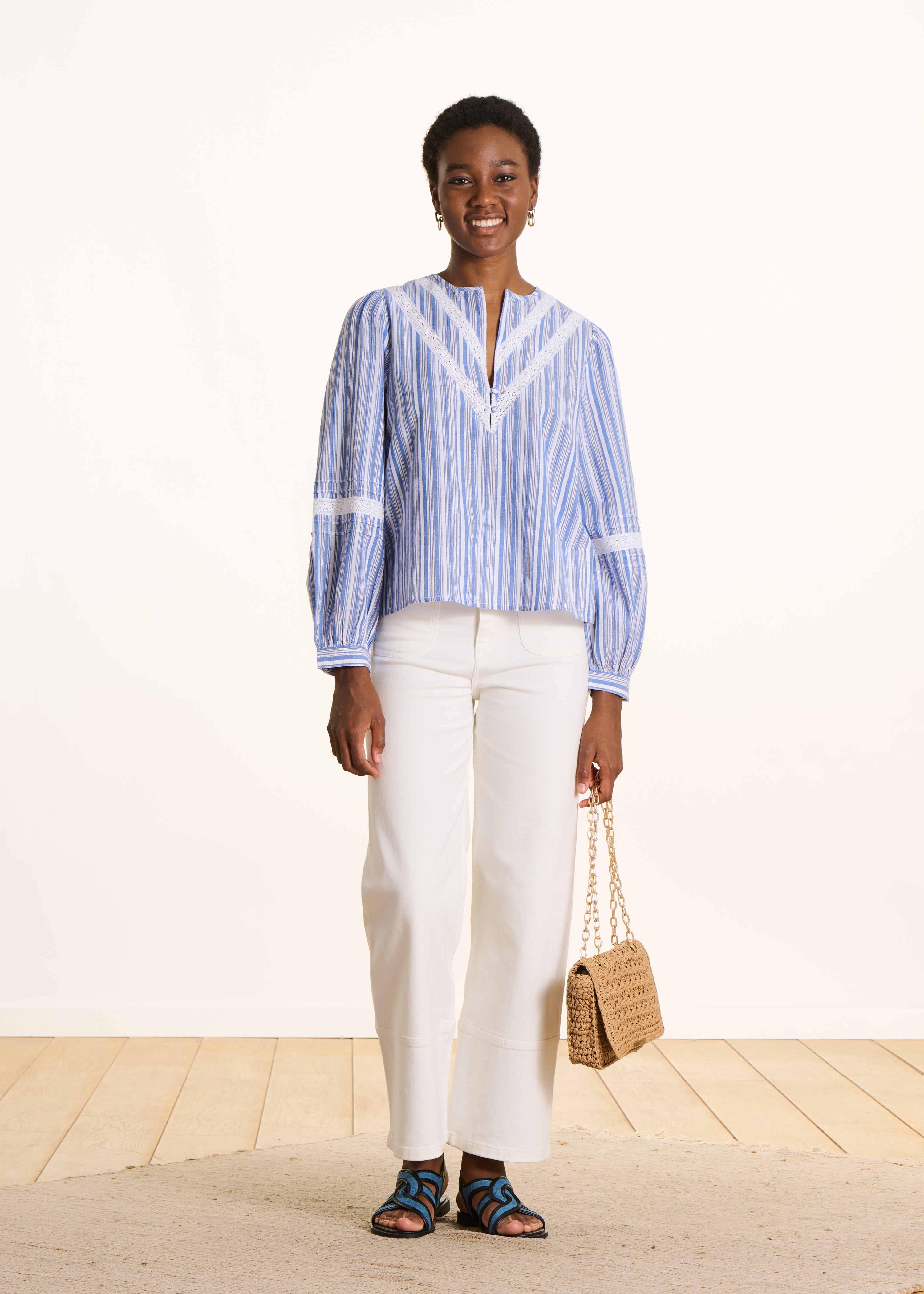 la-f-e-marabout-e-streifen-bluse-wei-blau-bio-baumwolle image 2