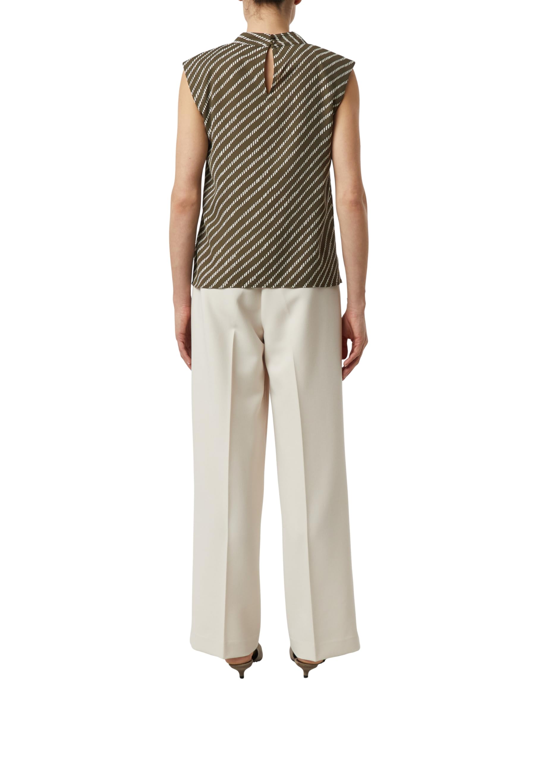 comma-chiffon-bluse-34-gemustert-stehkragen-rmellos image 2