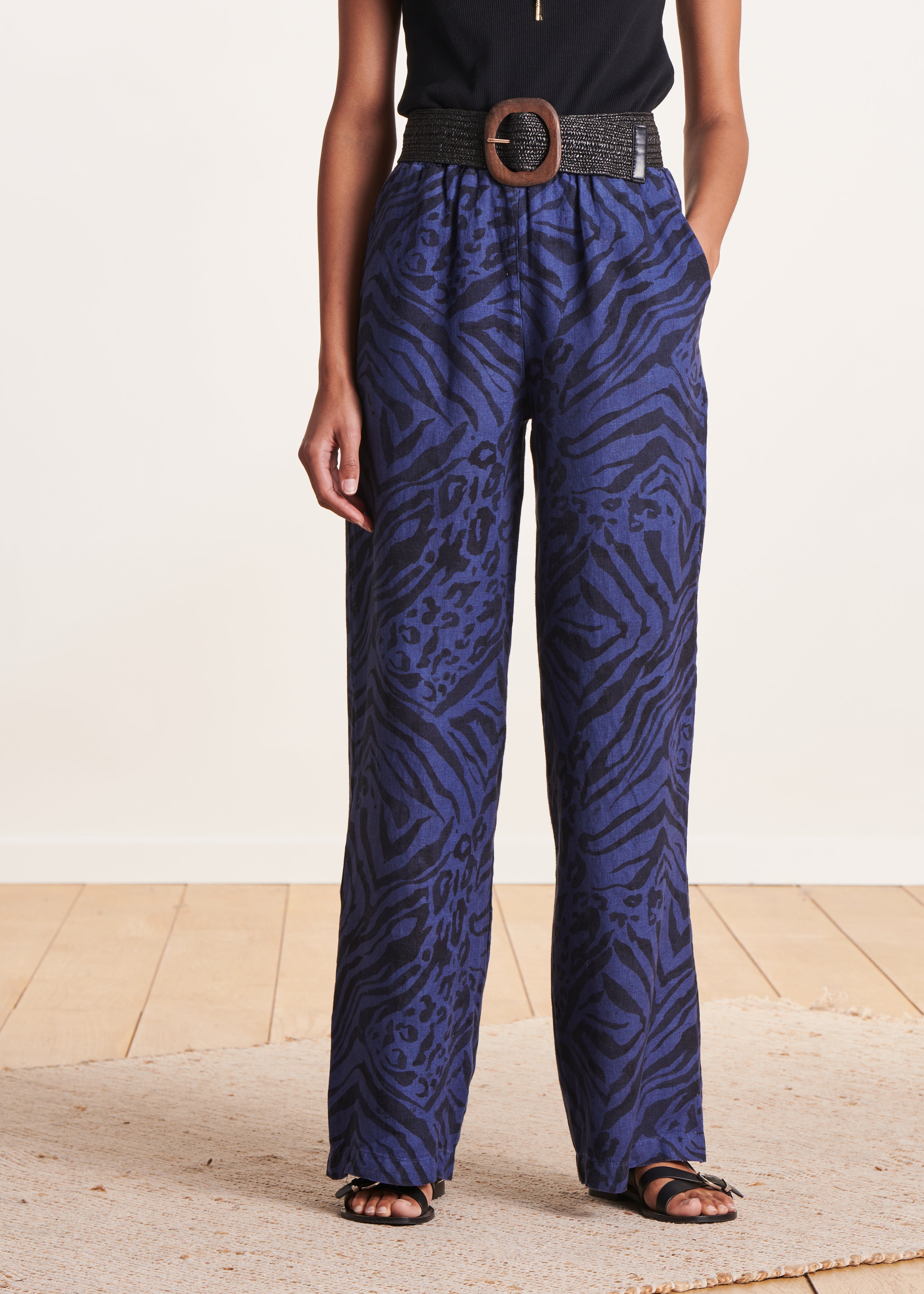 la-f-e-marabout-e-pacoa-hose-blau-leinen-animalprint-weit image 2