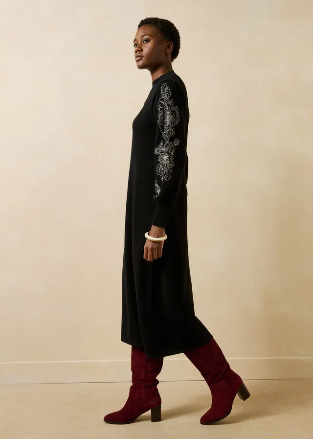 la-f-e-marabout-e-gebina-midikleid-schwarz-stickerei-strick image 1