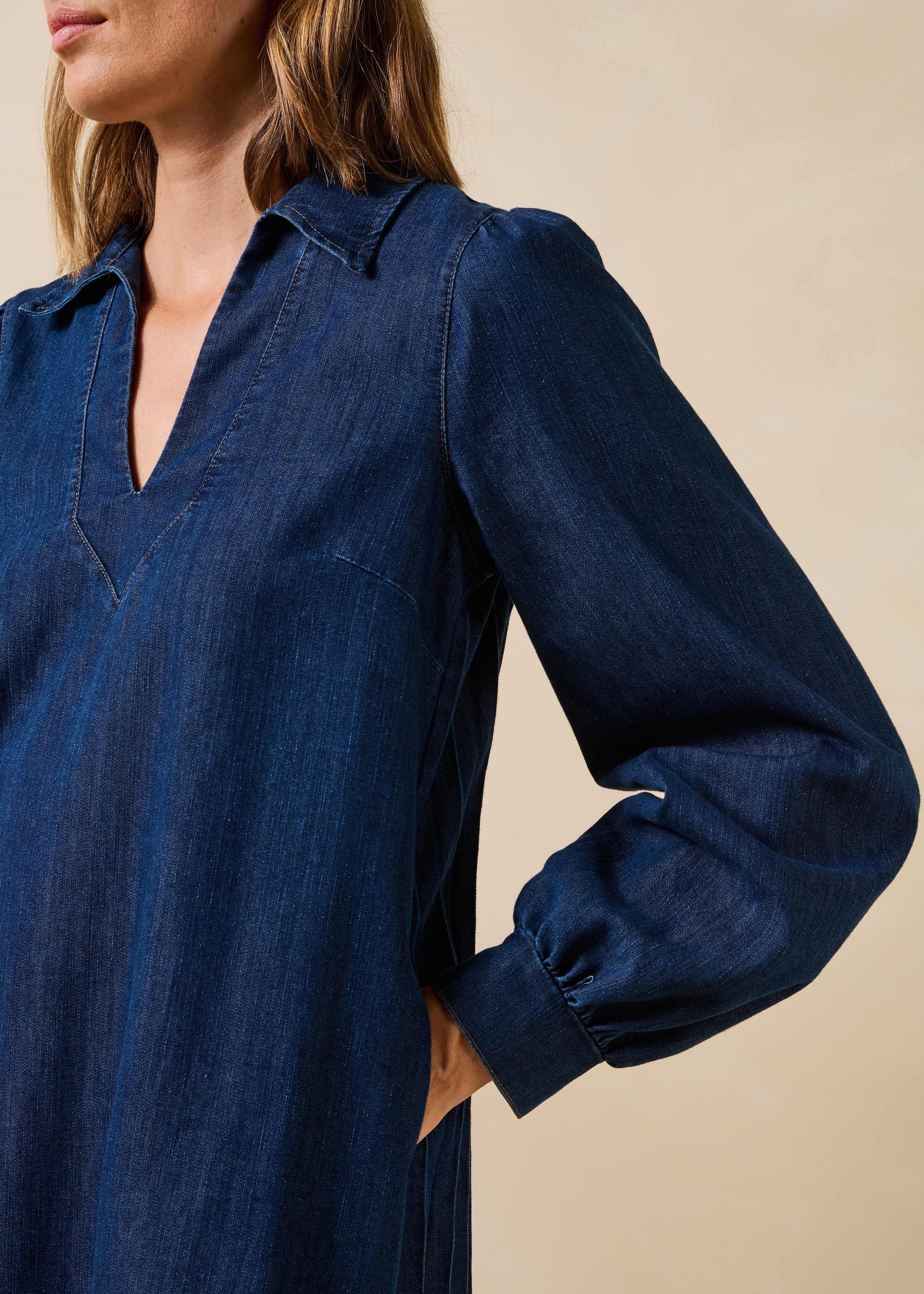la-f-e-marabout-e-grida-jeans-kleid-blau-kurz-baumwolle image 5