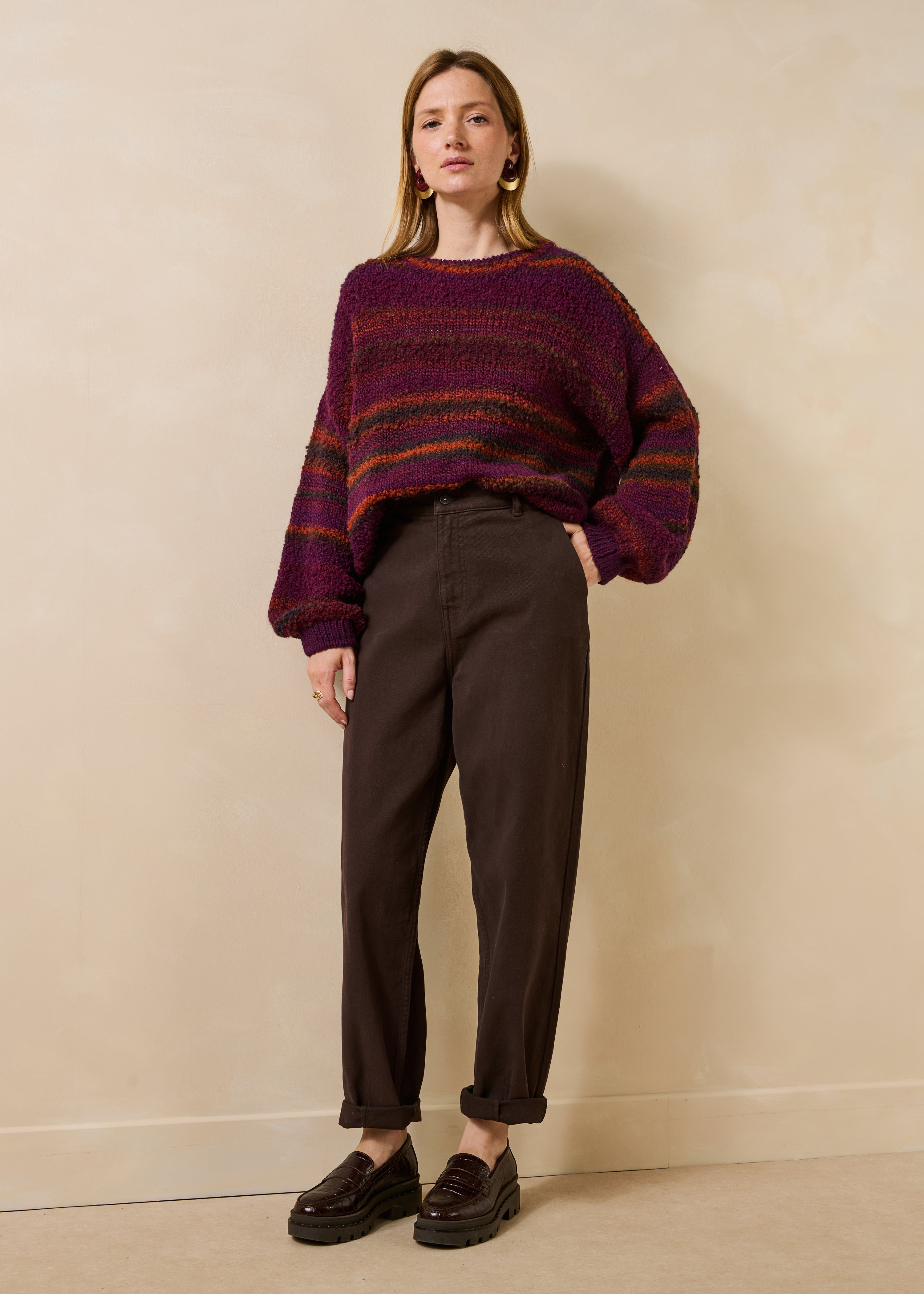 la-f-e-marabout-e-gebi-pullover-bordeaux-gestreift-langarm image 2