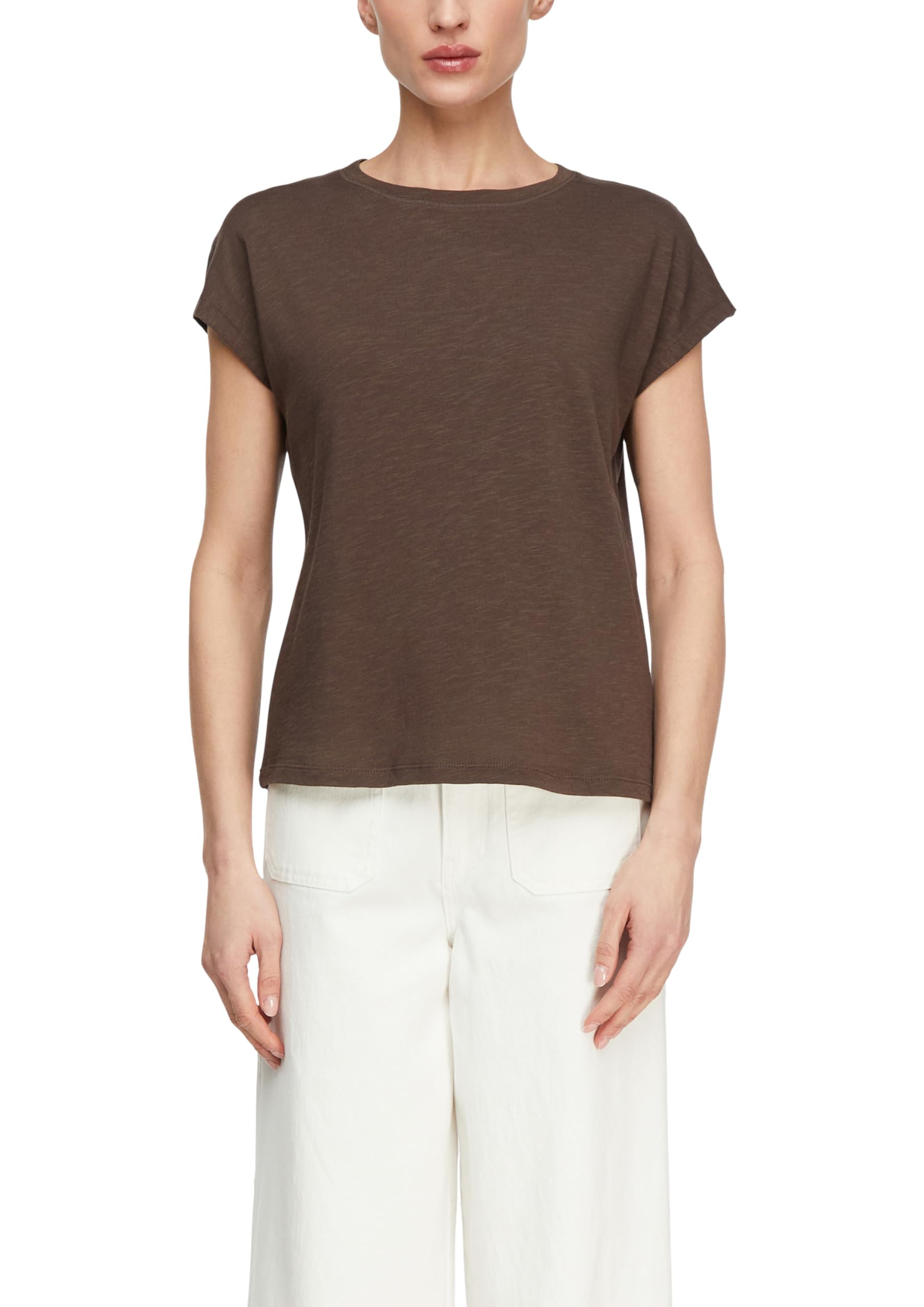 comma-t-shirt-regular-fit-rundhals-kurzarm-dunkelbraun image 8