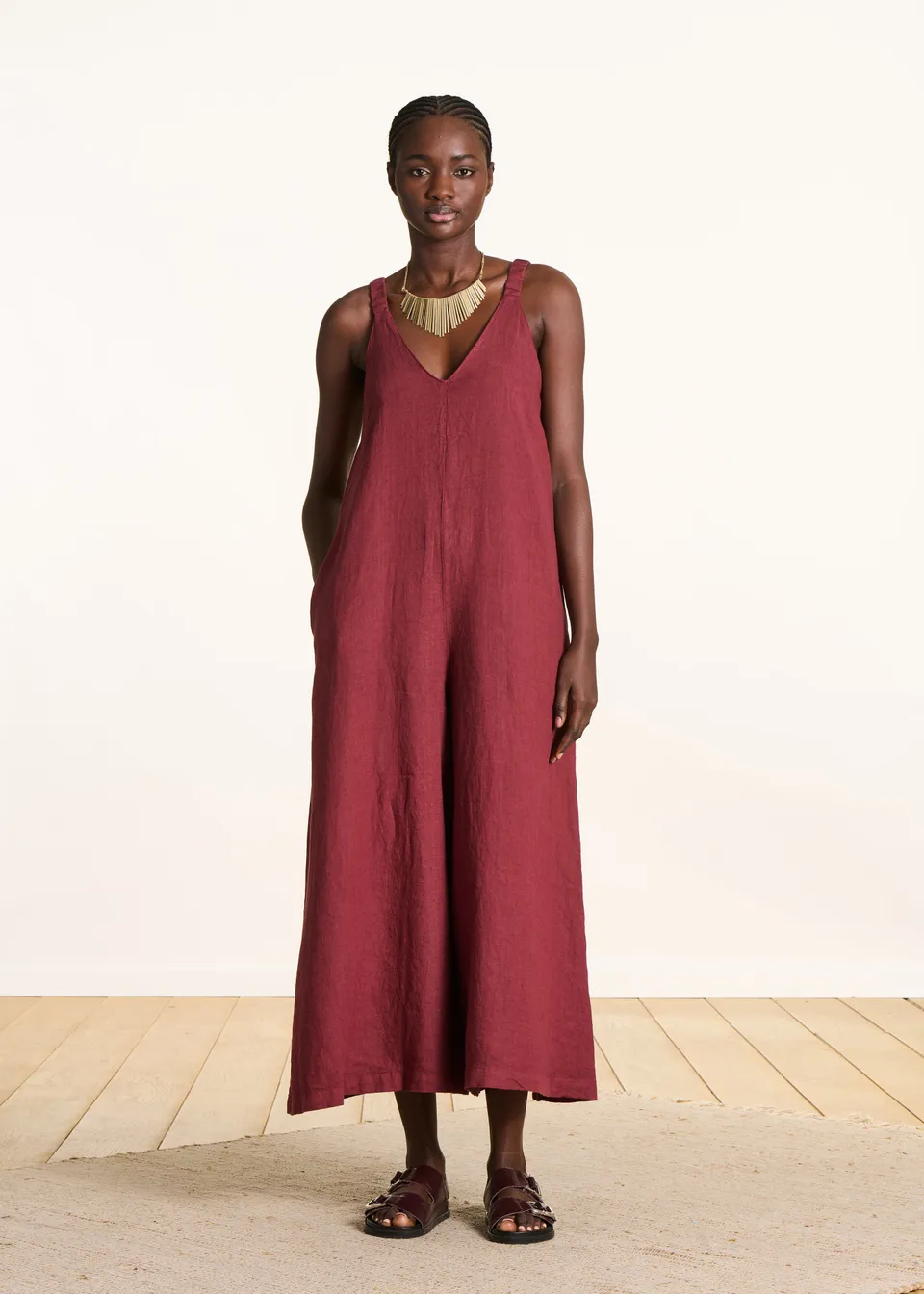 la-f-e-marabout-e-overall-leinen-bordeaux-gr-34-46 image 1