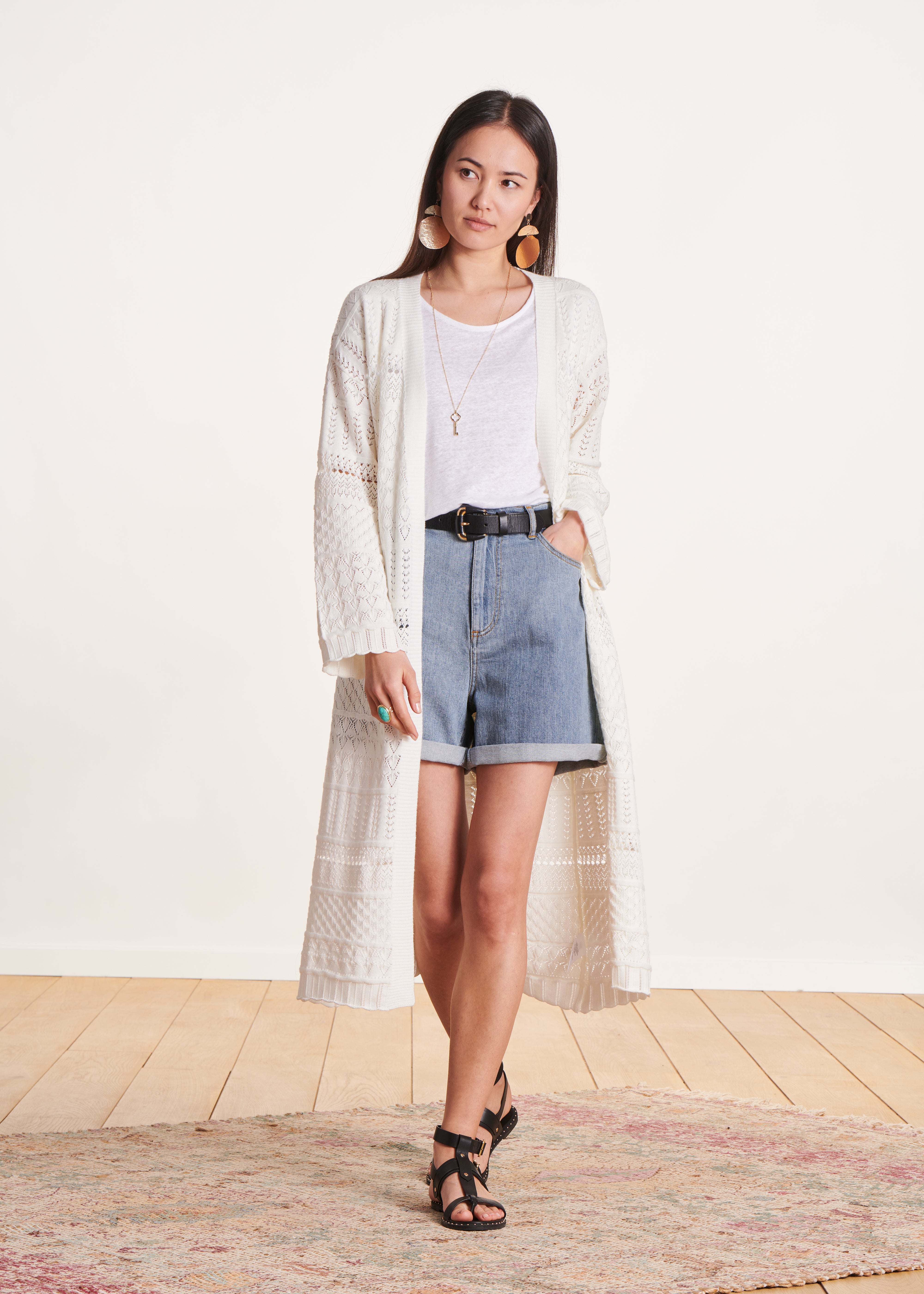 la-f-e-marabout-e-durken-strickjacke-ecru-lang-bio image 1