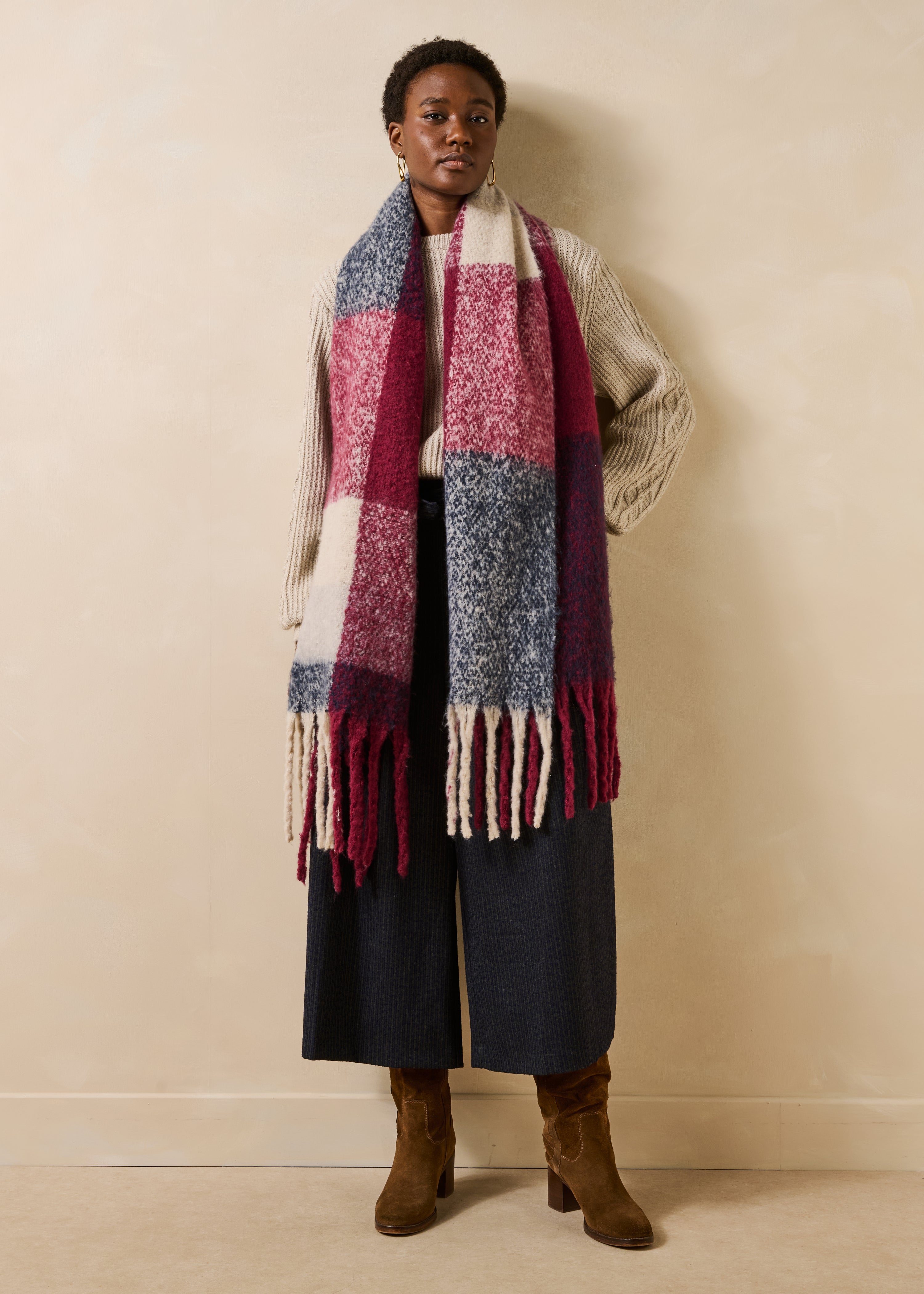 la-f-e-marabout-e-accessoires-schal-kariert-multicolor-fransen image 3
