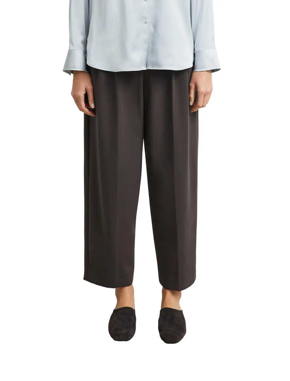 comma-hose-wide-leg-nadelstreifen-g-rtel-dunkelbraun image 1