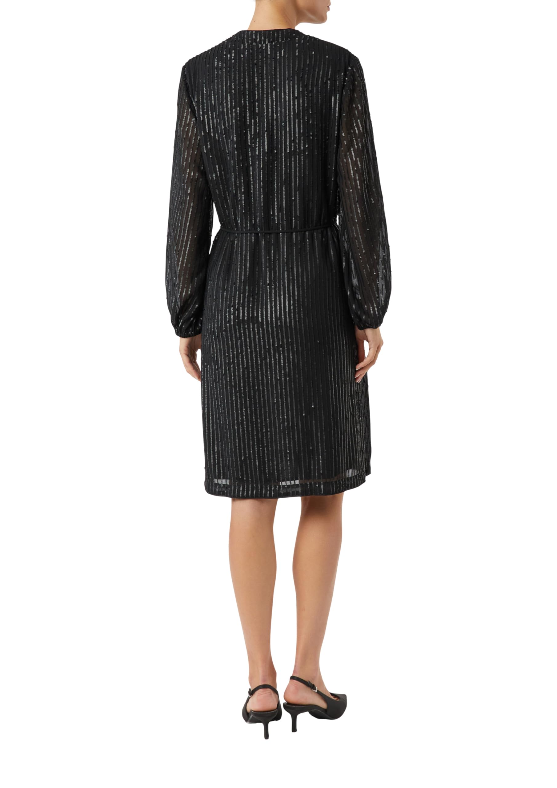comma-pailletten-kleid-v-ausschnitt-bindeg-rtel-langarm image 2