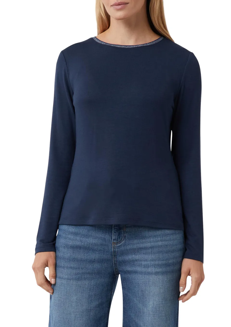 comma-langarmshirt-jersey-glitzer-blau-gr-38 image 1