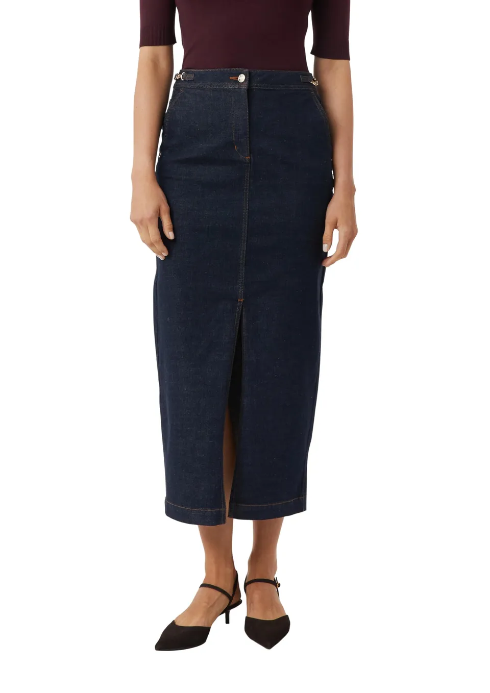 comma-jeans-rock-lang-denimrock-maxirock-blau-gerader-schnitt image 1