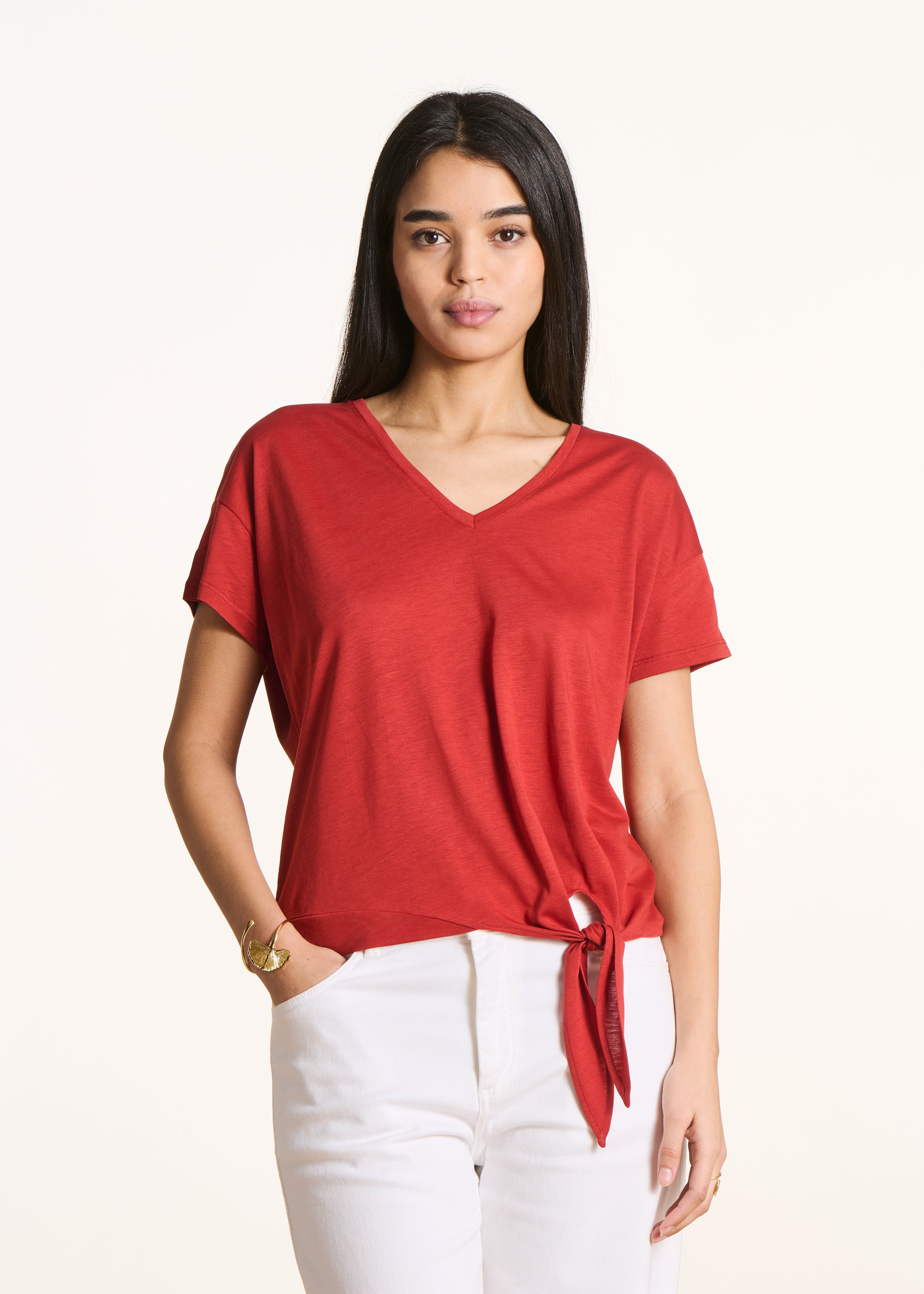 la-f-e-marabout-e-velsi-t-shirt-rot-lyocell-xs image 1