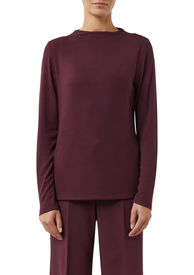 comma-langarmshirt-stehkragen-shirt-bordeaux-gr-44 image 1