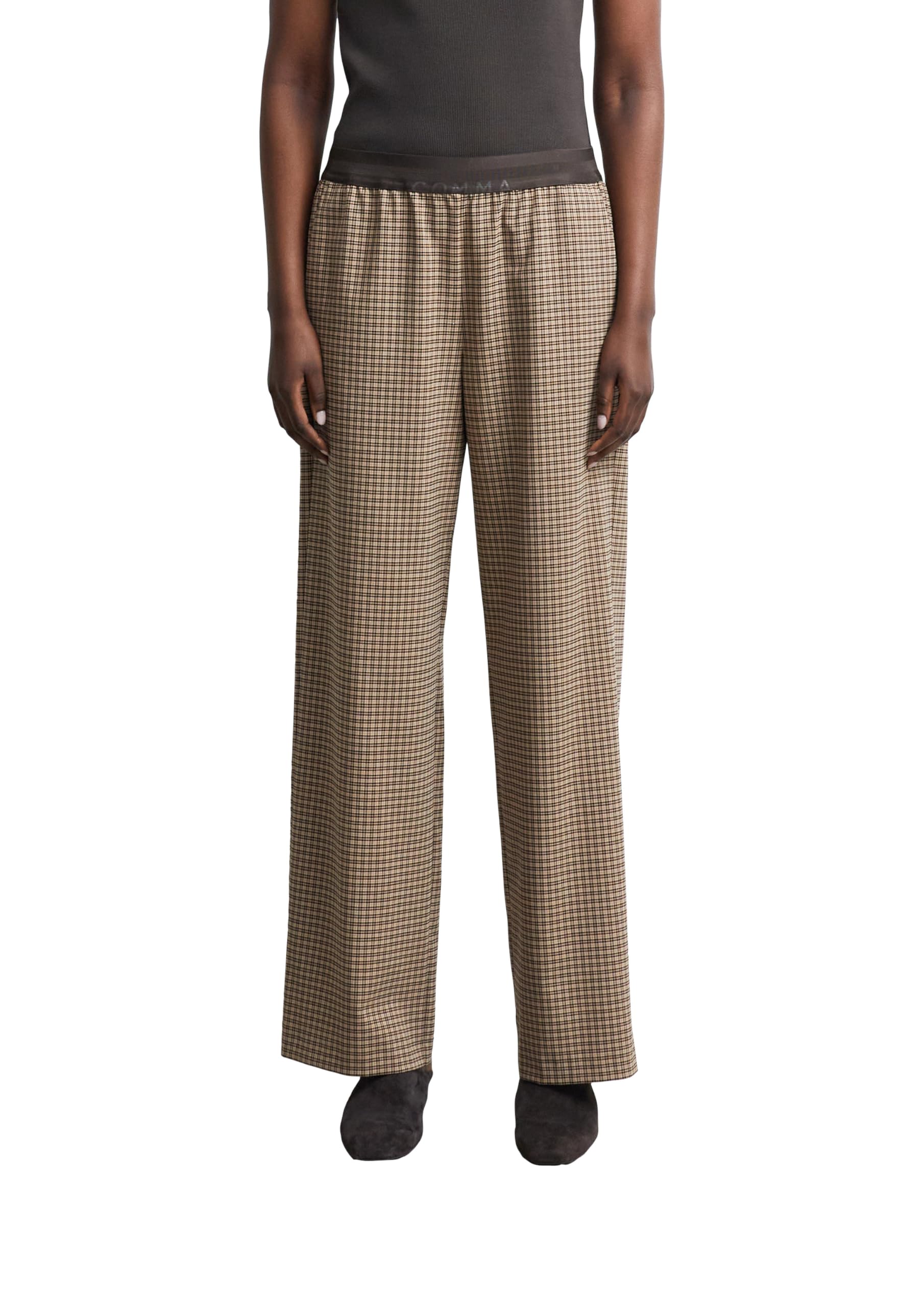 comma-schlupfhose-wide-leg-karo-hose-elastikbund-gr-32 image 1