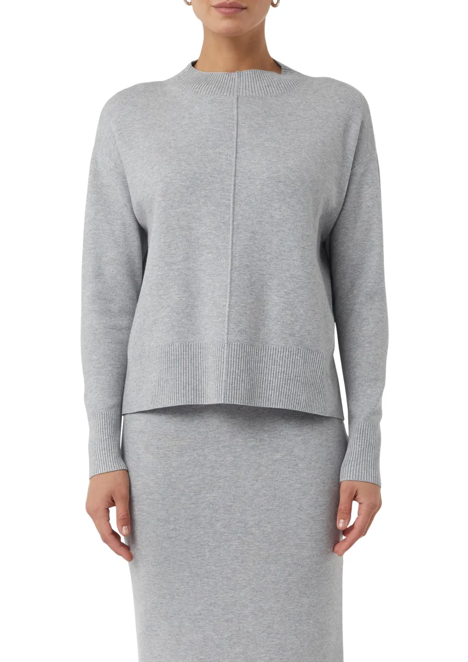 comma-feinstrickpullover-gr-e-40-grau-viskosemix-stehkragen image 1