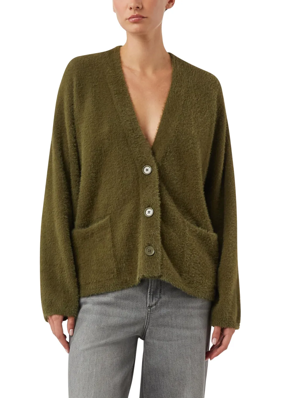 comma-cardigan-relaxed-fit-strick-olivgr-n-xs image 1